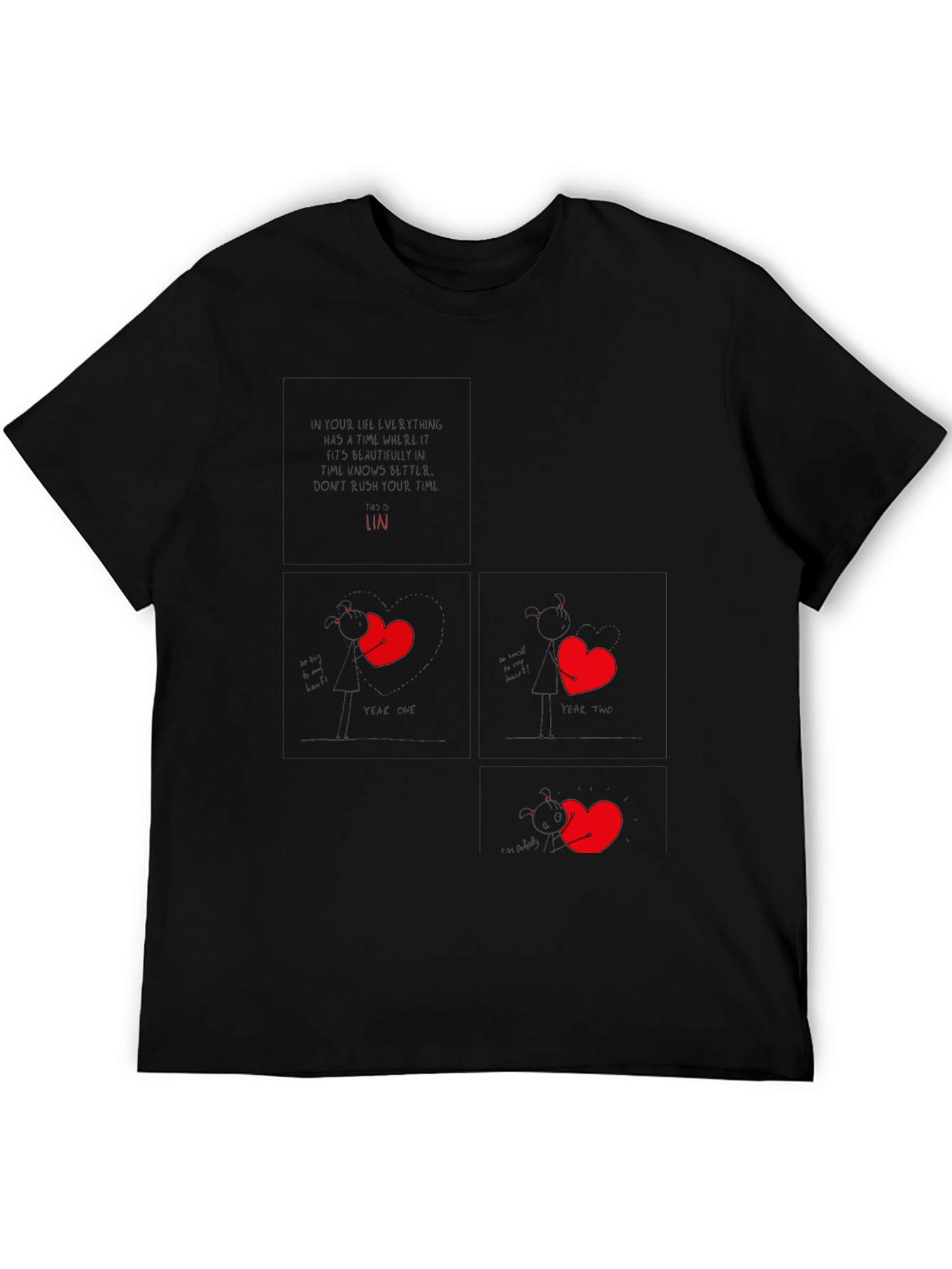 Heart Story Black Graphic Tee
