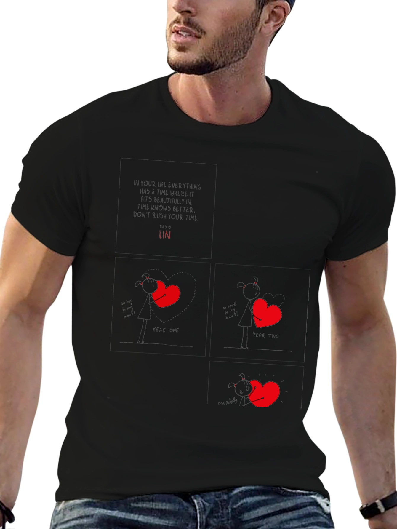 Heart Story Black Graphic Tee