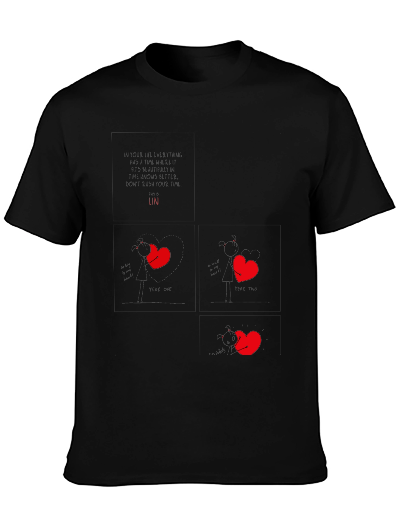 Heart Story Black Graphic Tee