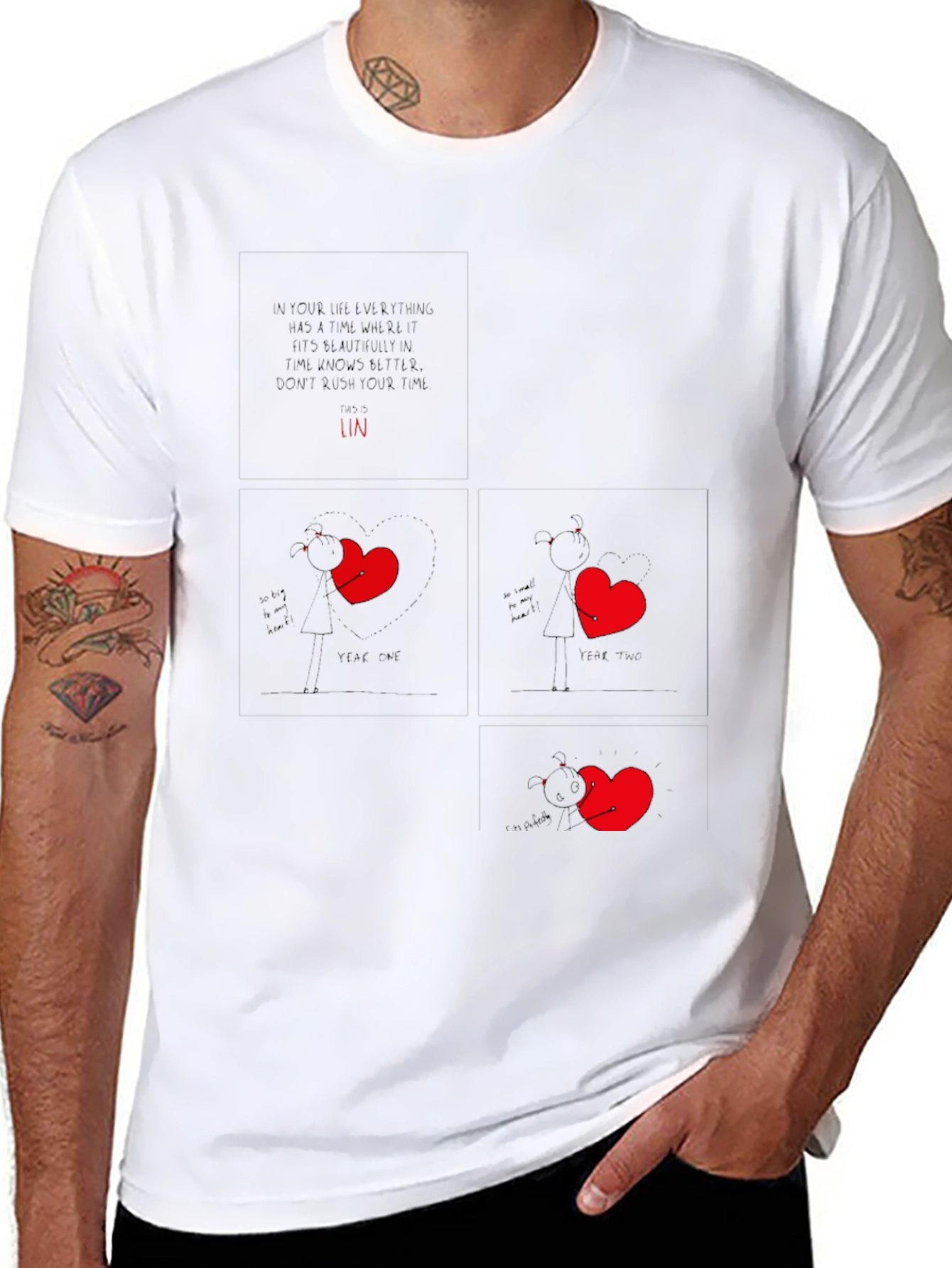 Heart Story Black Graphic Tee