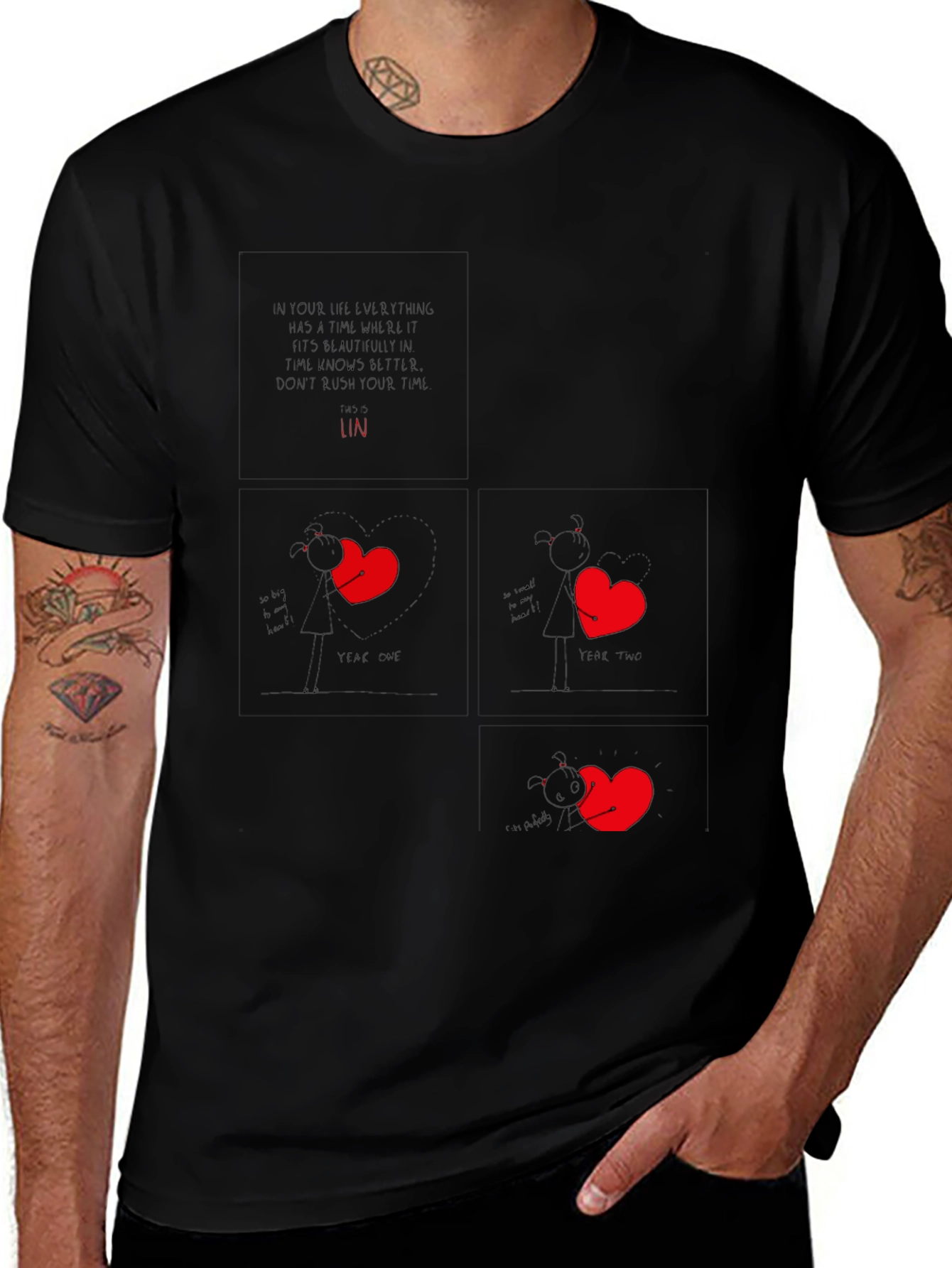 Heart Story Black Graphic Tee