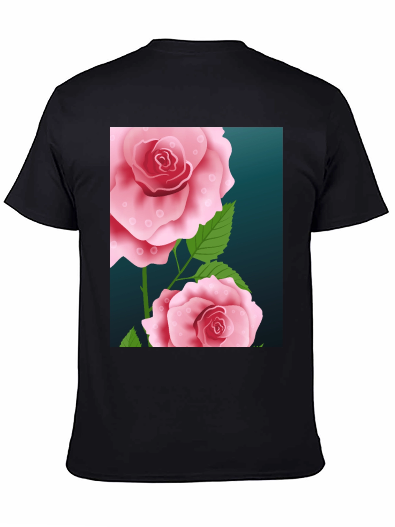 Floral Rose Graphic Black T-Shirt