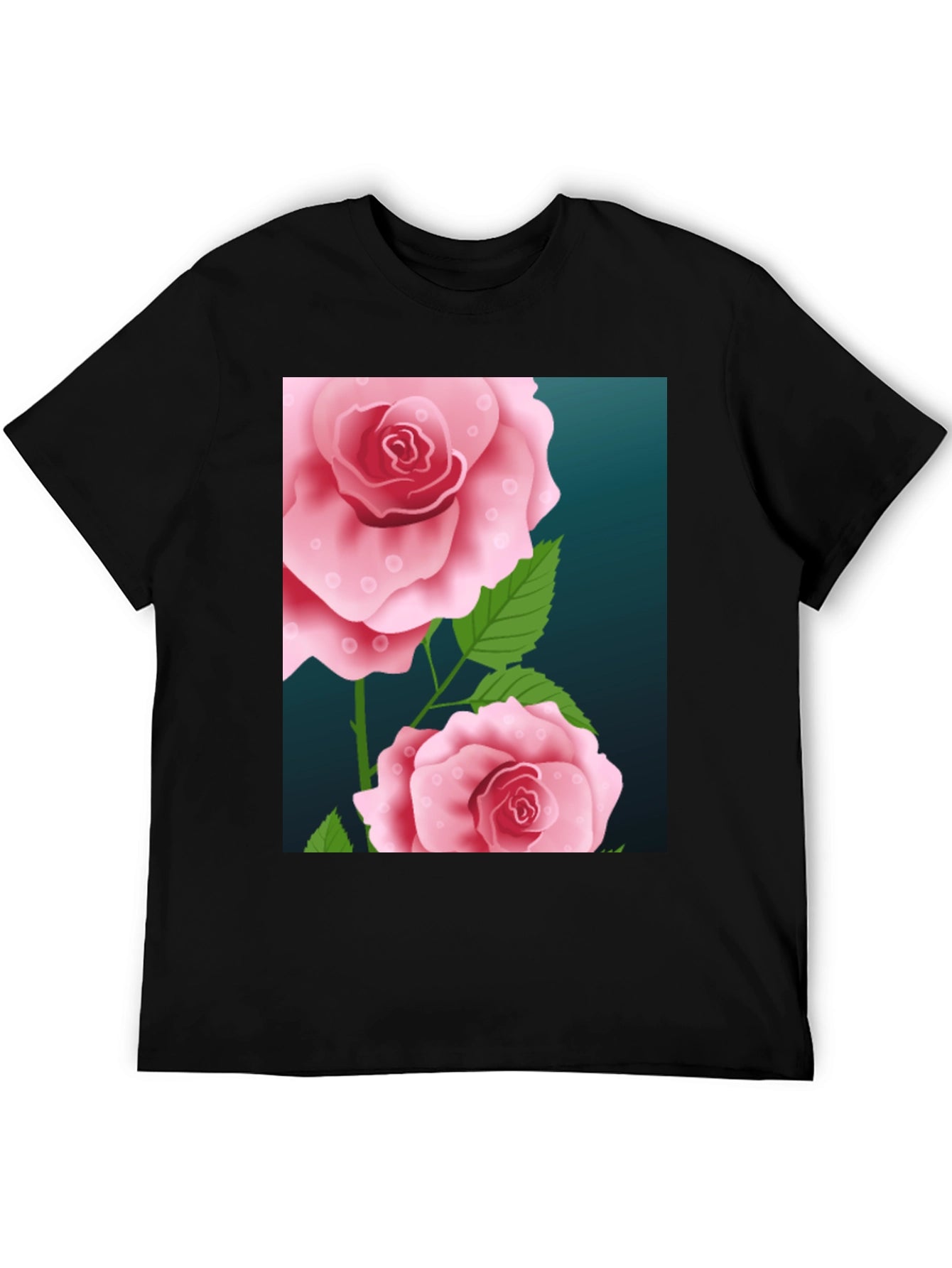 Floral Rose Graphic Black T-Shirt