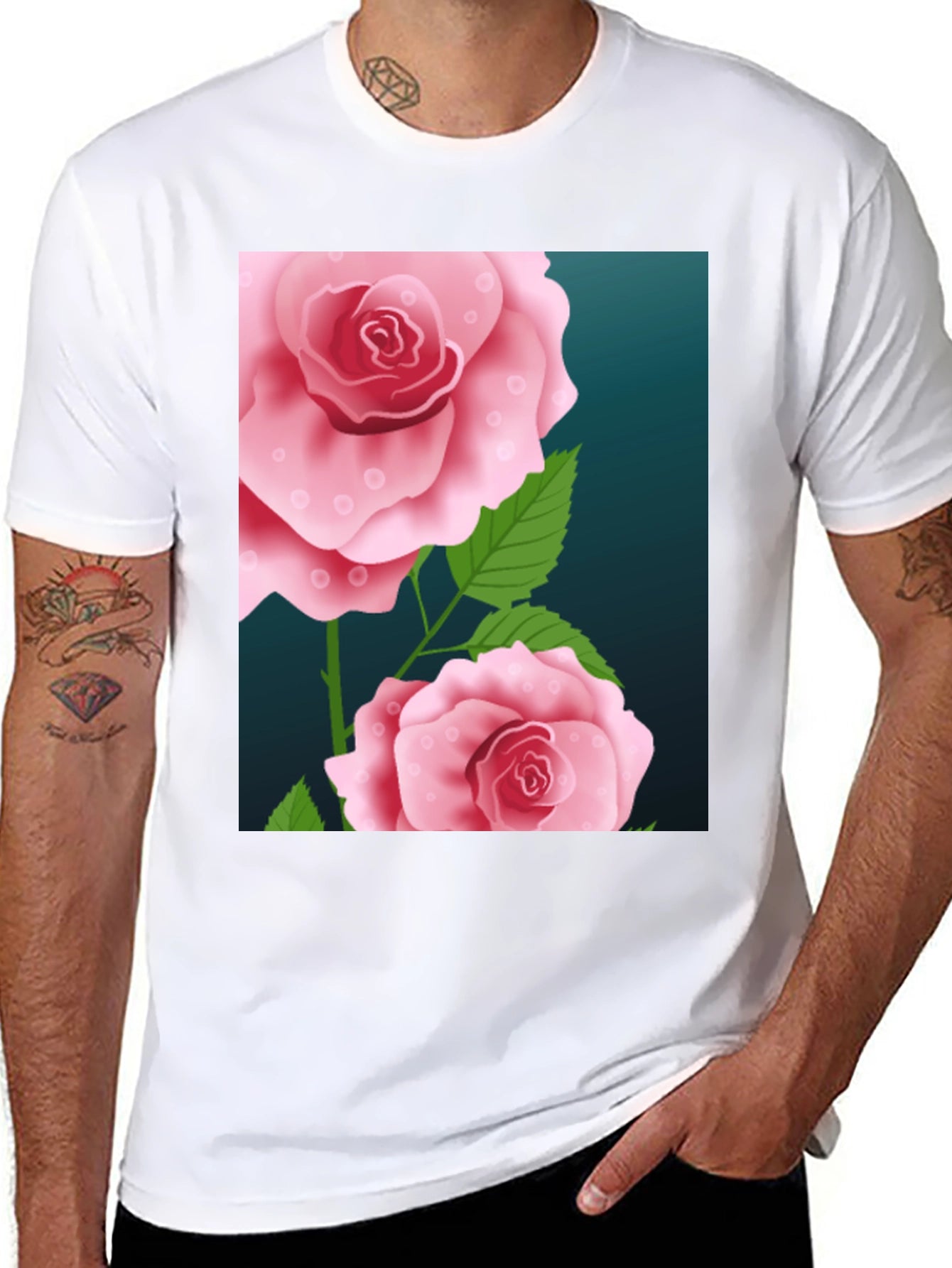 Floral Rose Graphic Black T-Shirt