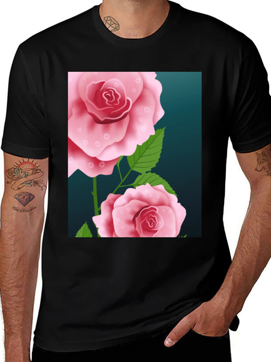 Floral Rose Graphic Black T-Shirt