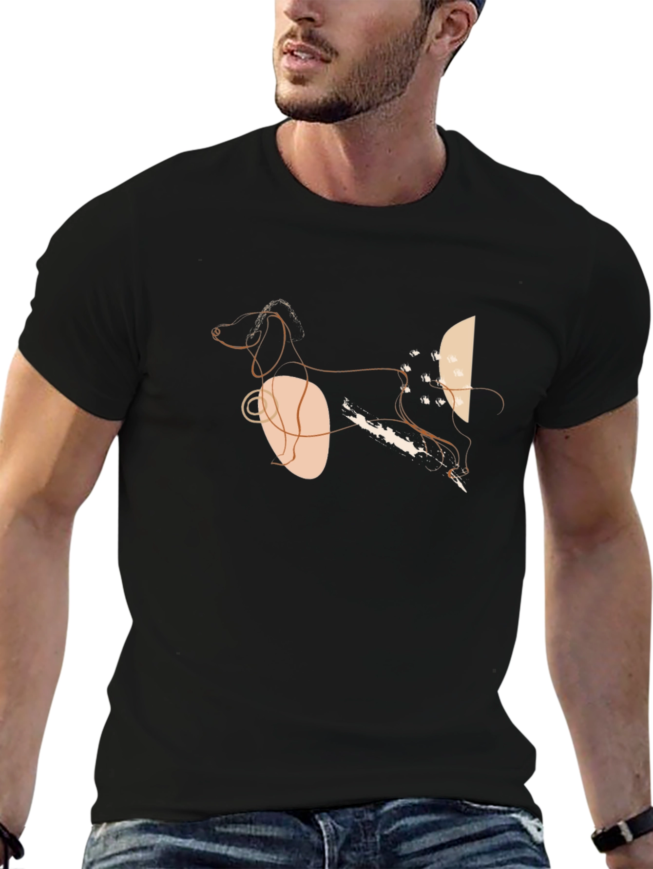 Abstract Dog Graphic T-Shirt - Stylish Modern