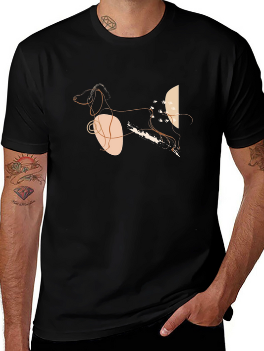 Abstract Dog Graphic T-Shirt - Stylish Modern
