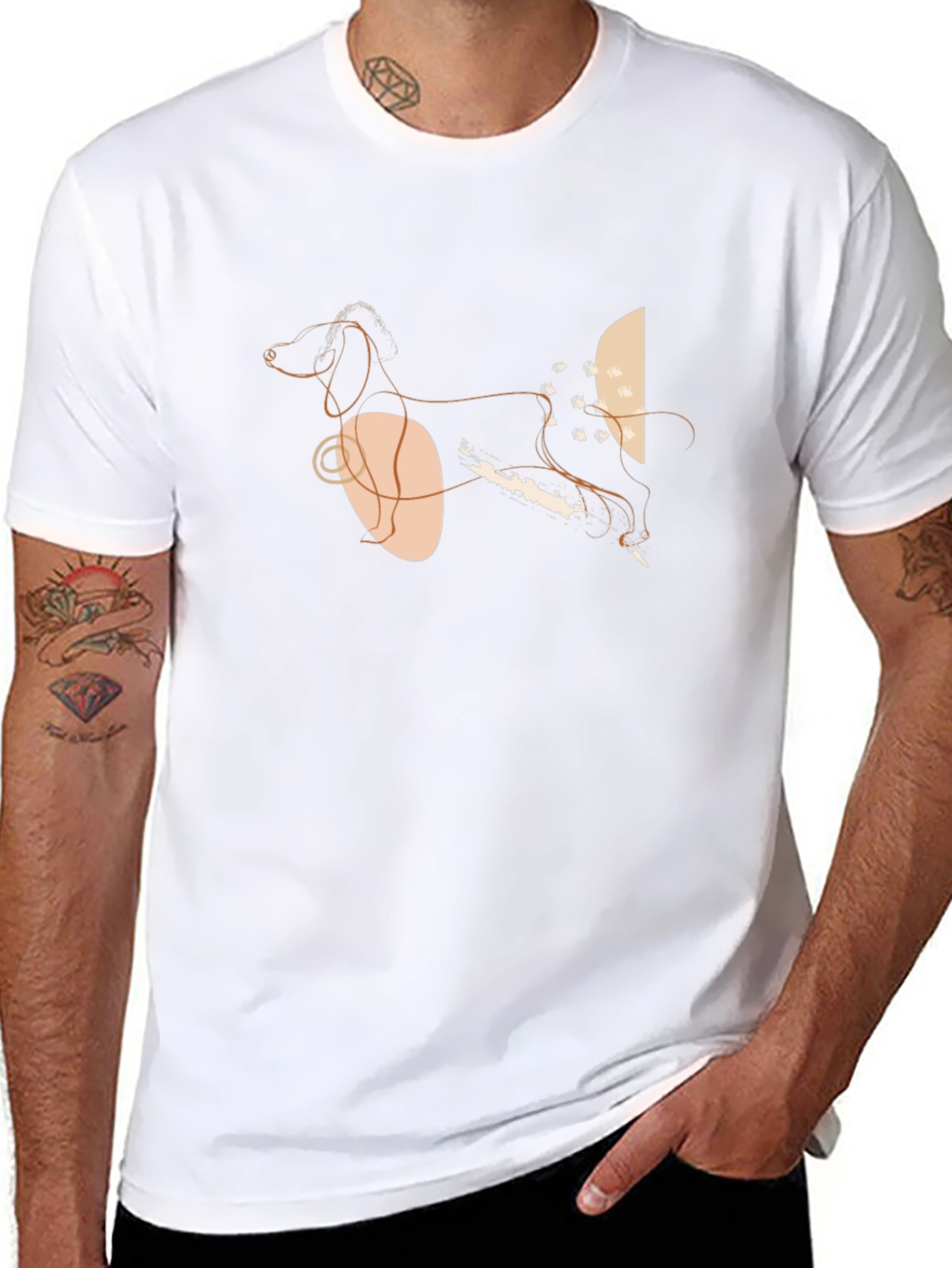 Abstract Dog Graphic T-Shirt - Stylish Modern