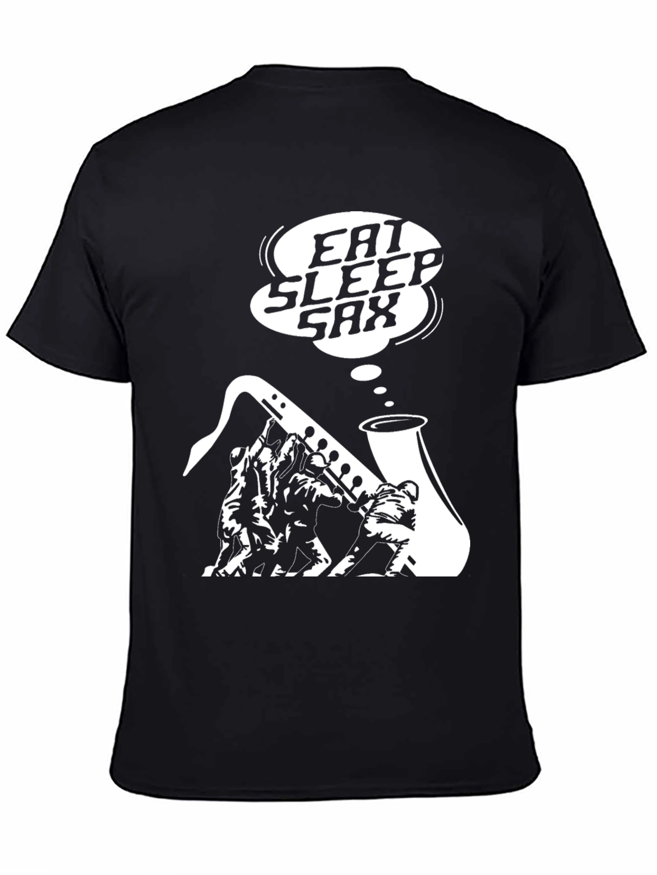 Eat Sleep Sax Black Graphic T-Shirt