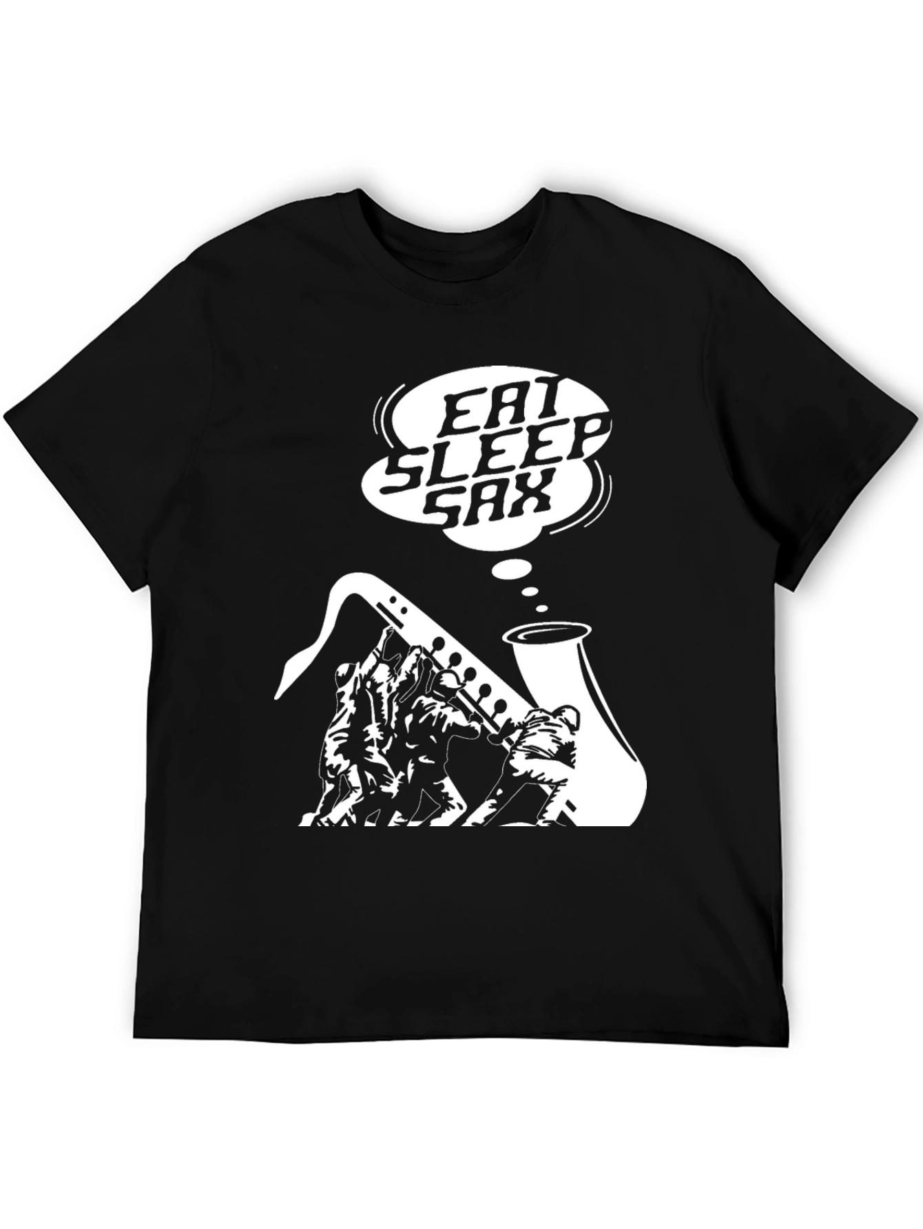 Eat Sleep Sax Black Graphic T-Shirt