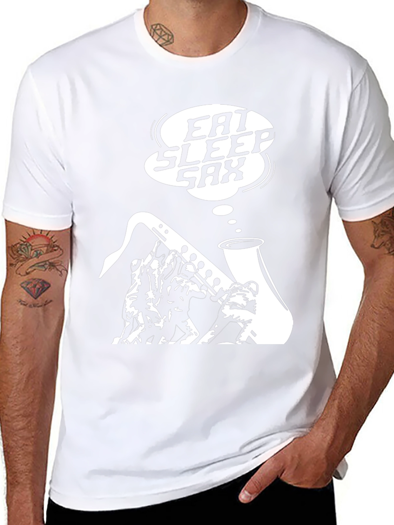 Eat Sleep Sax Black Graphic T-Shirt
