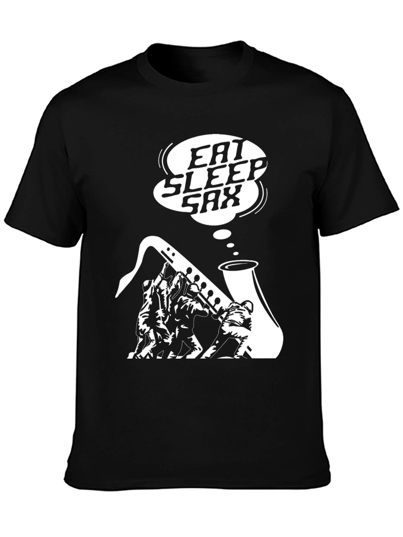 Eat Sleep Sax Black Graphic T-Shirt