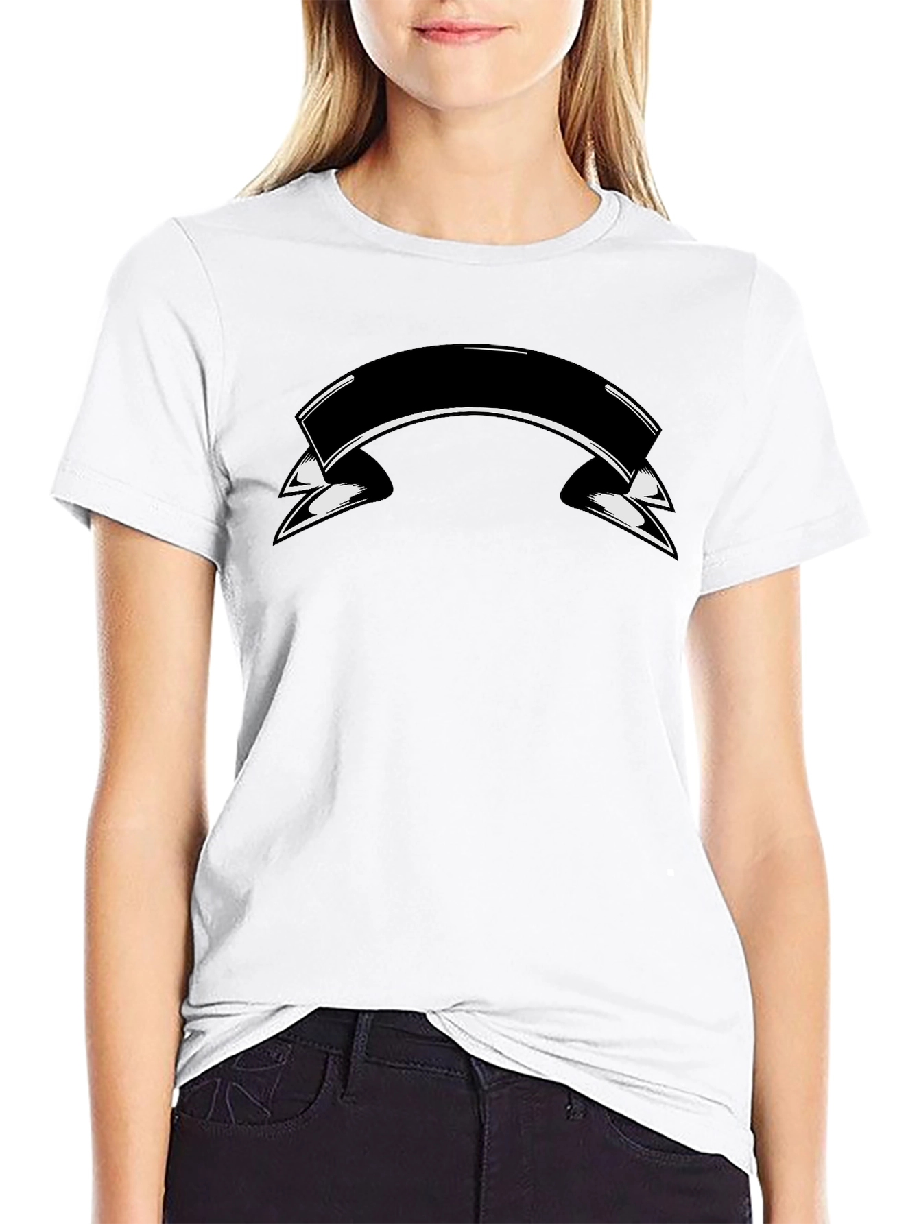 Mens Black T-Shirt with Graphic Banner Design