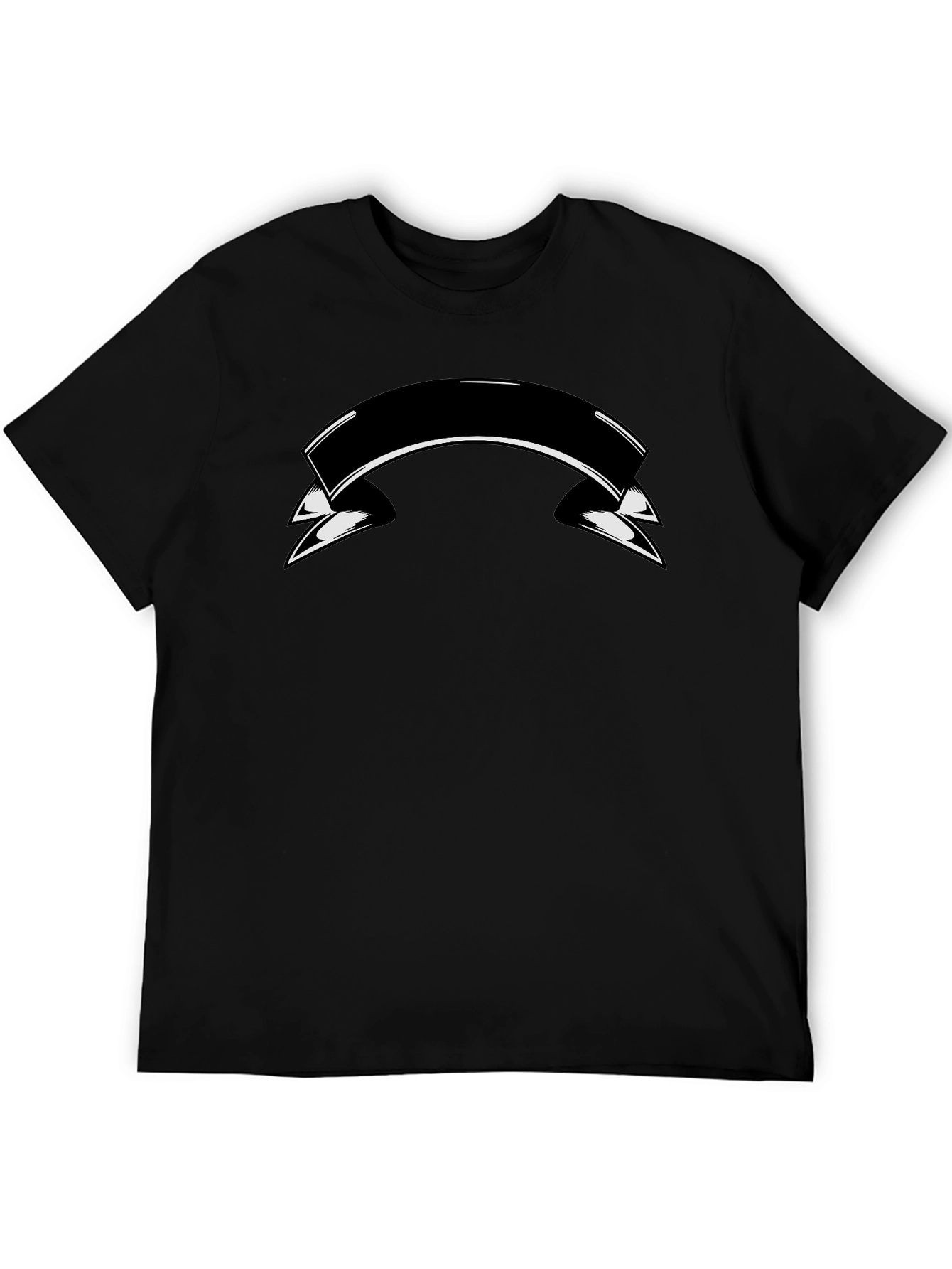 Mens Black T-Shirt with Graphic Banner Design