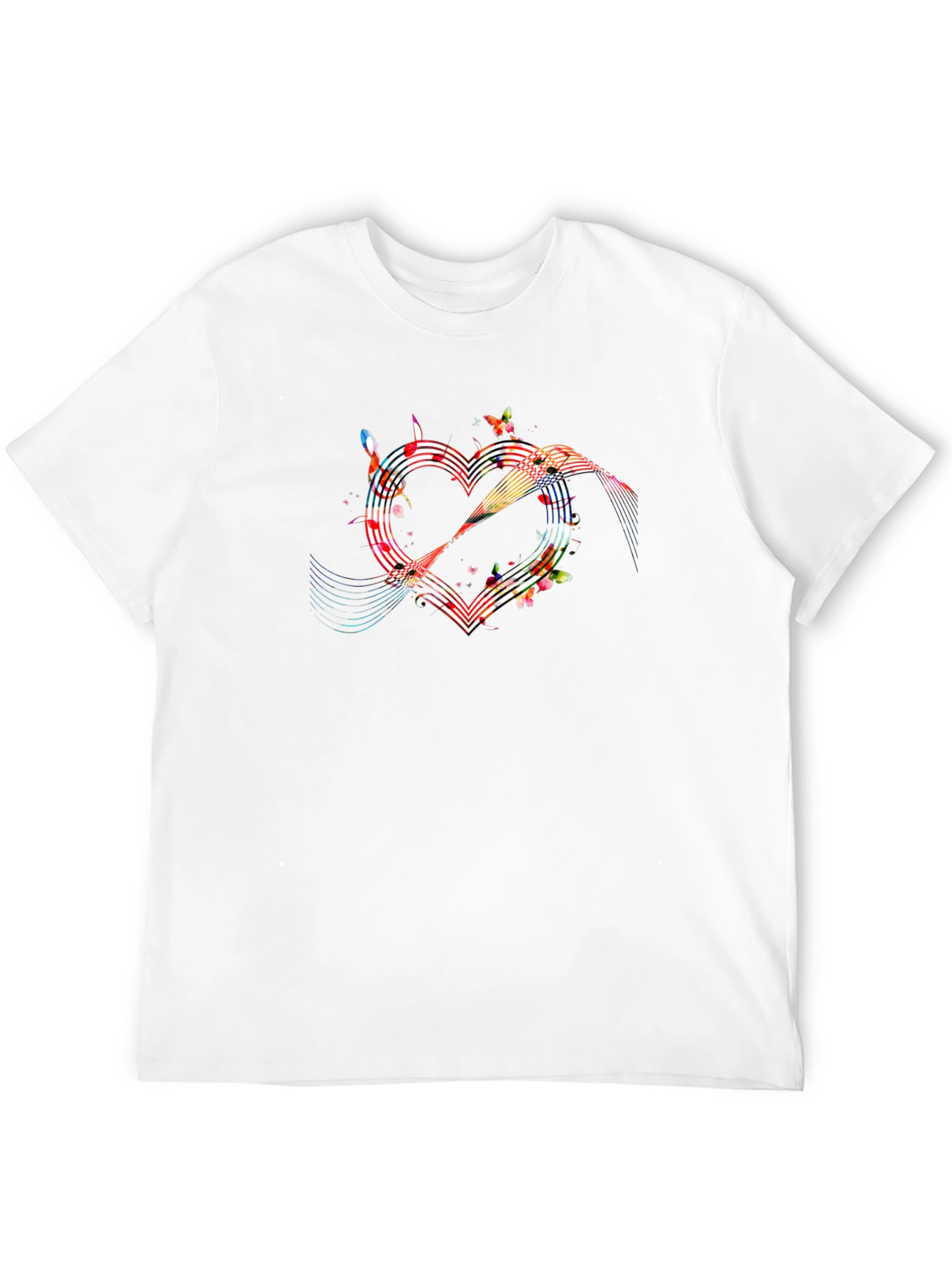 Heart Music Note Graphic Tee - Mens Black T-Shirt