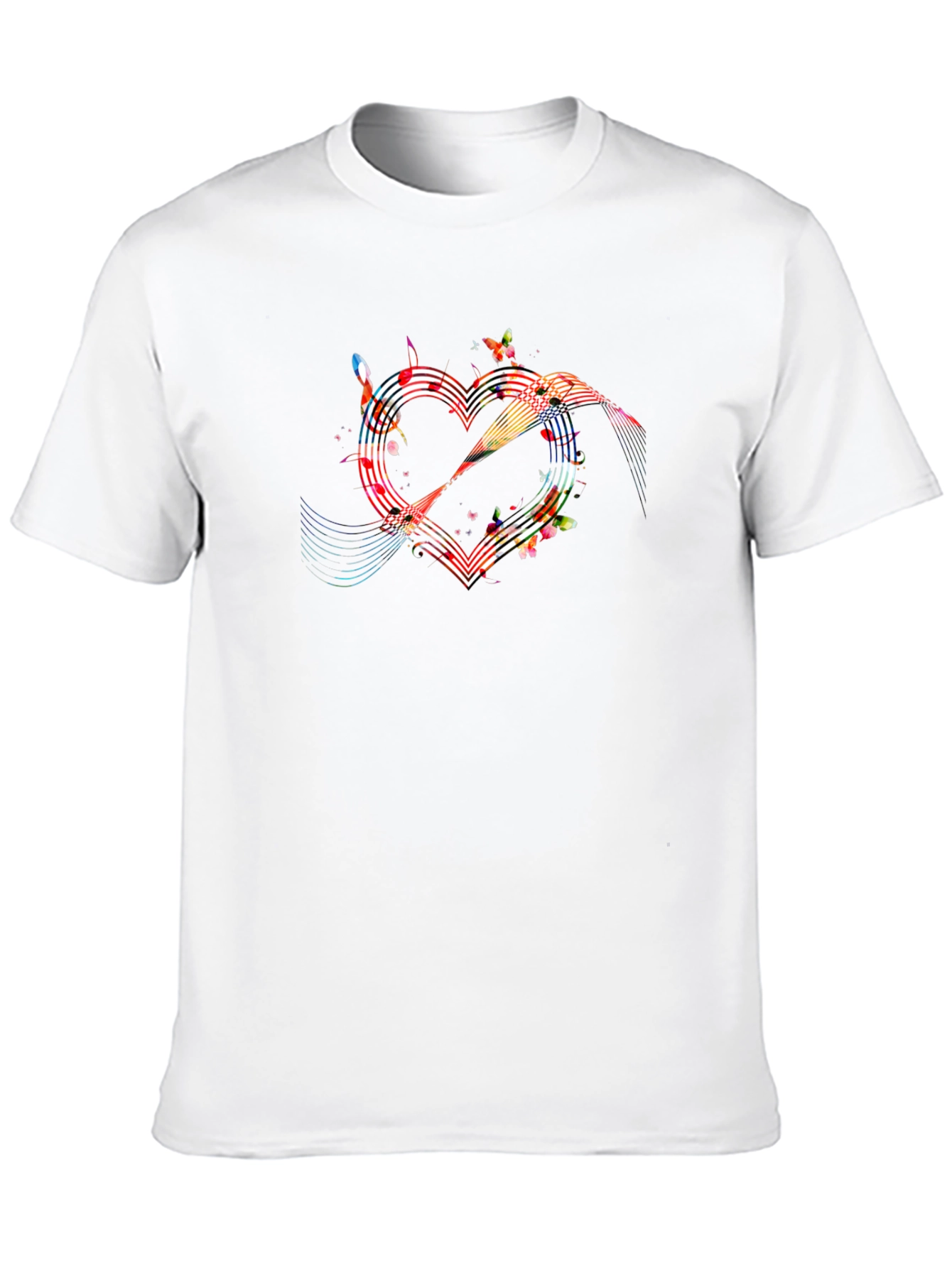 Heart Music Note Graphic Tee - Mens Black T-Shirt