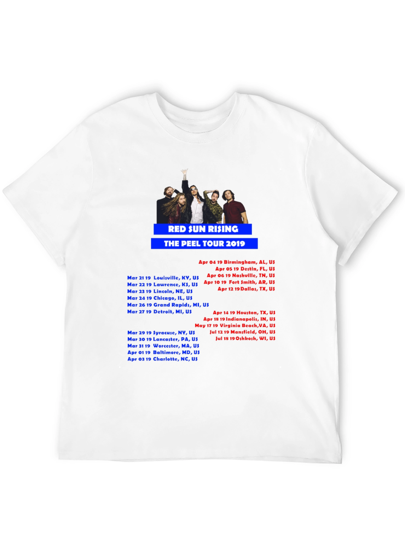 Red Sun Rising Peel Tour 2019 Black T-Shirt