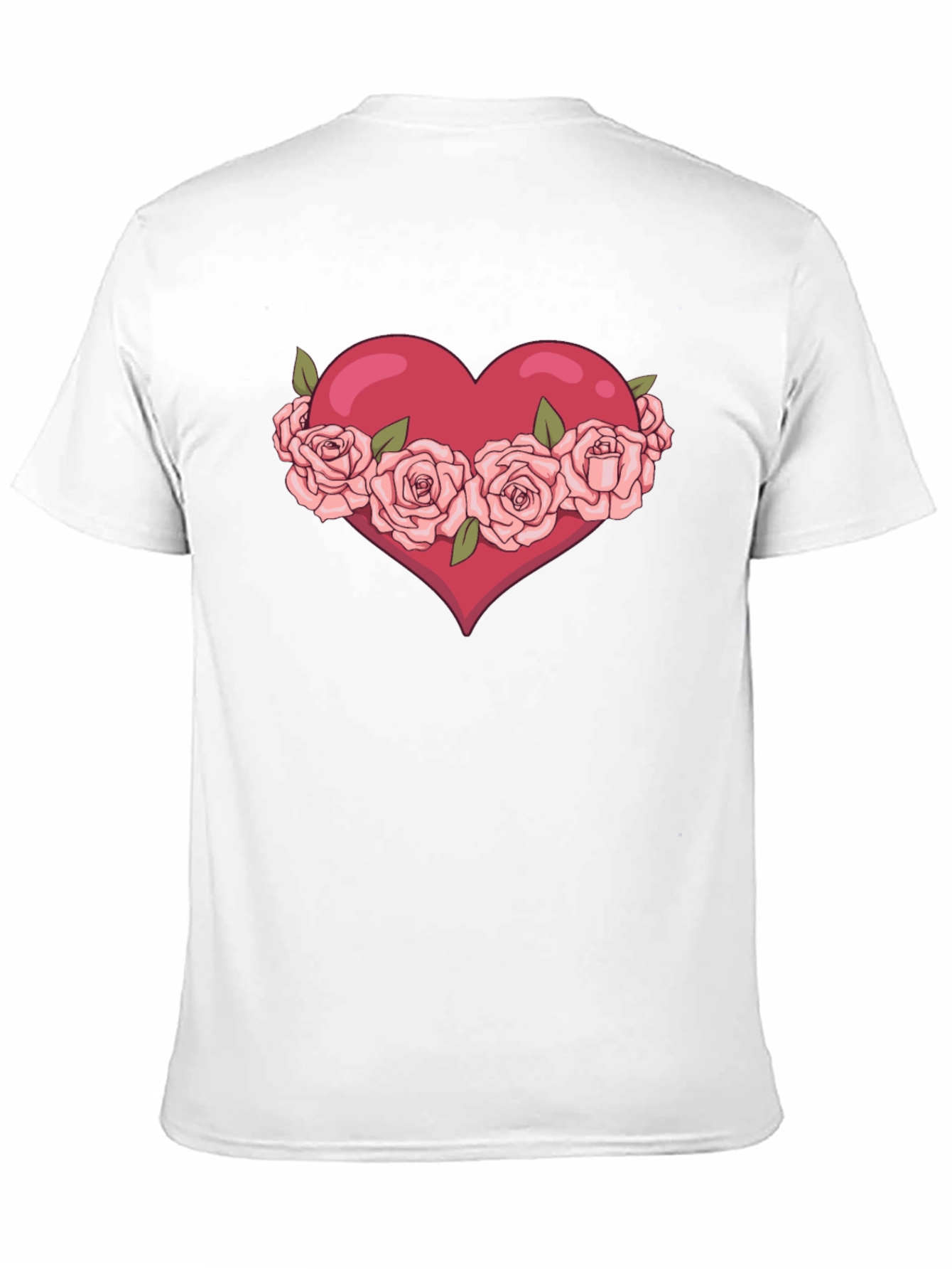 Heart with Roses Graphic Black T-Shirt