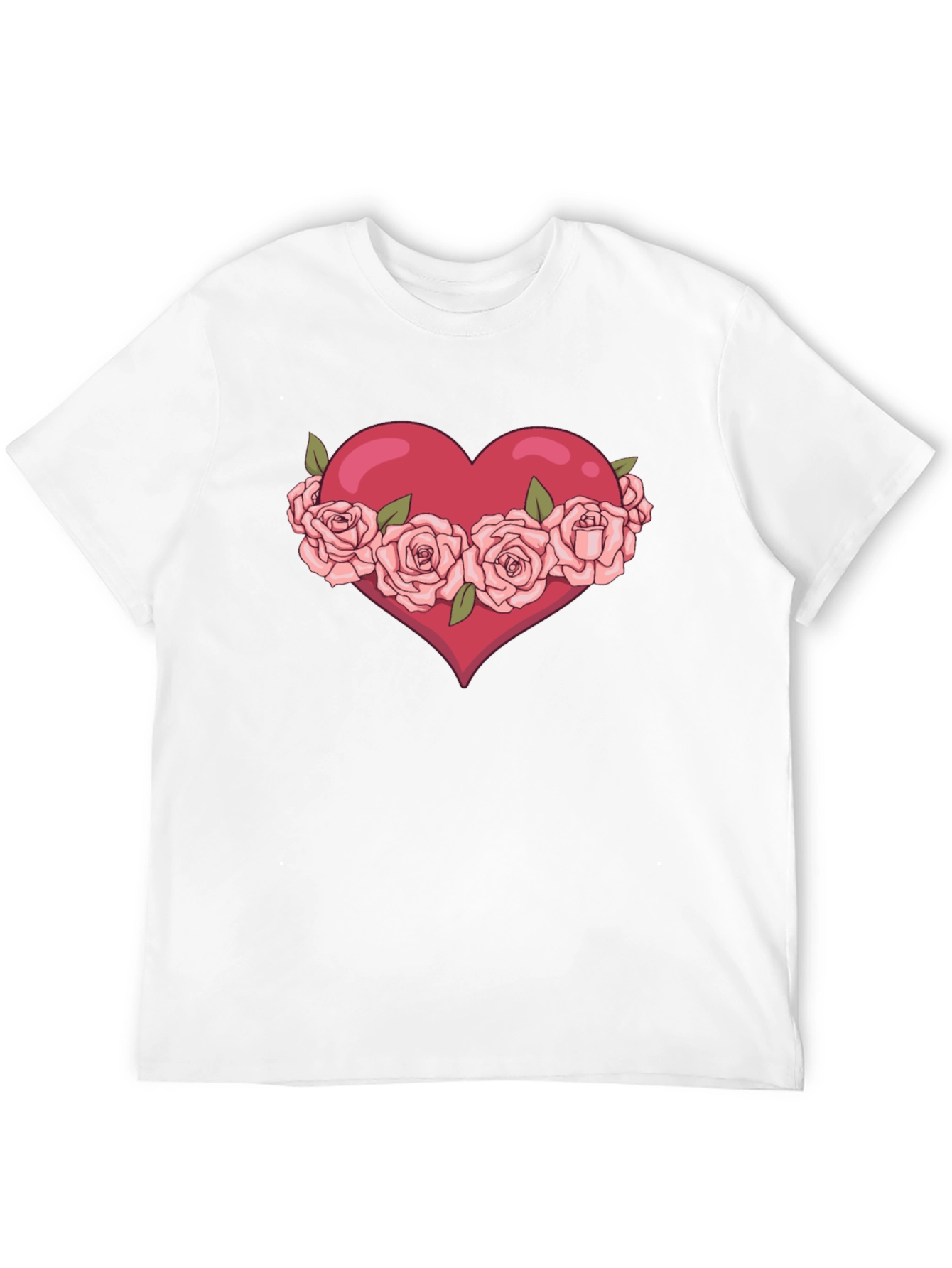 Heart with Roses Graphic Black T-Shirt