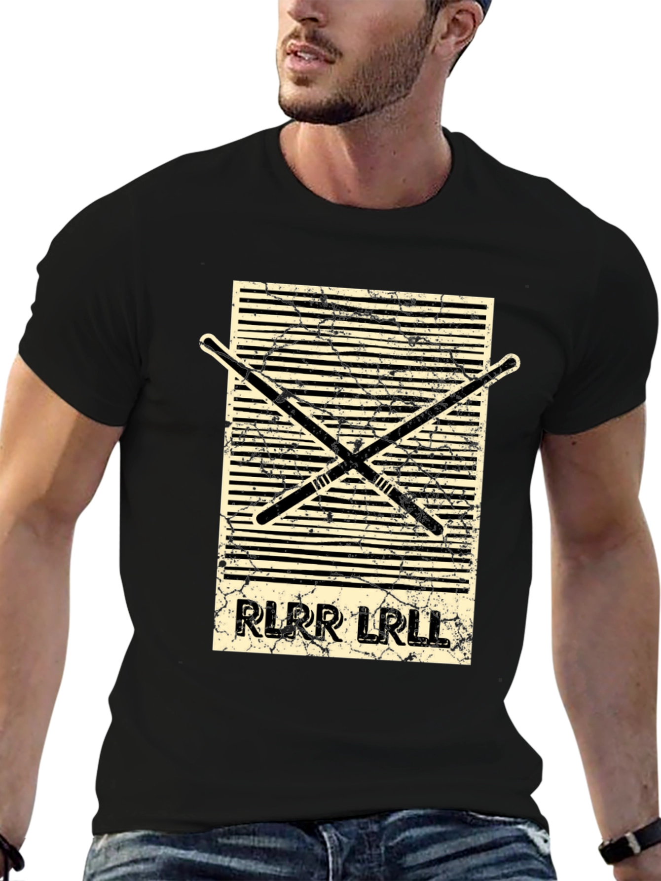 Drummers Rhythm Tee - RLRR LRLL Drumsticks Design
