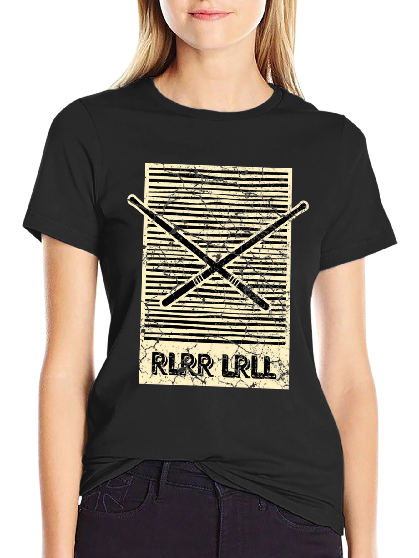 Drummers Rhythm Tee - RLRR LRLL Drumsticks Design