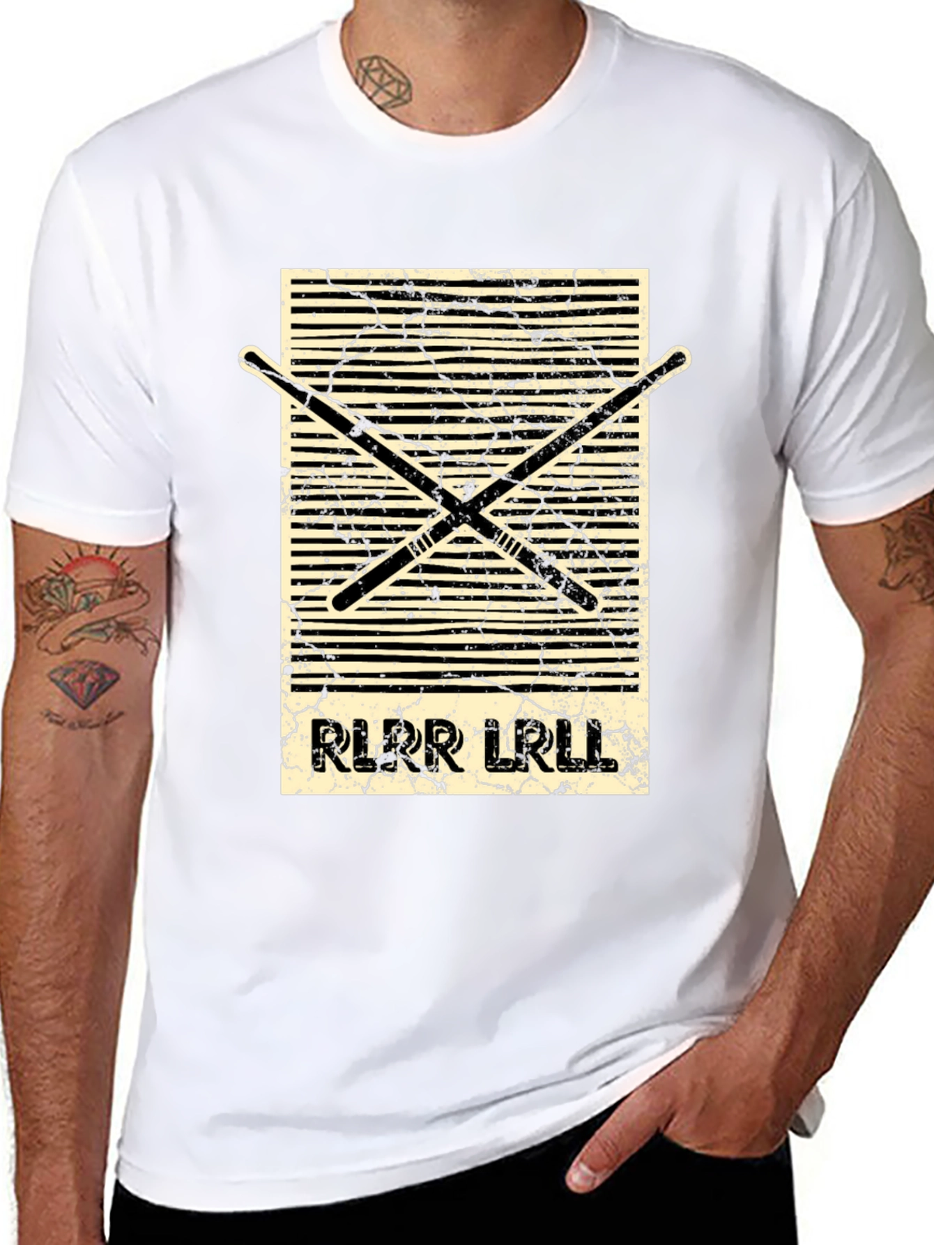 Drummers Rhythm Tee - RLRR LRLL Drumsticks Design