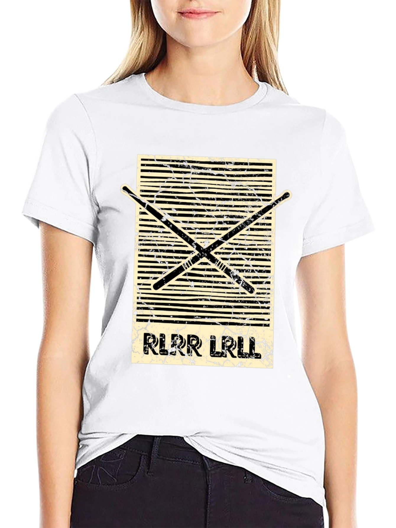 Drummers Rhythm Tee - RLRR LRLL Drumsticks Design