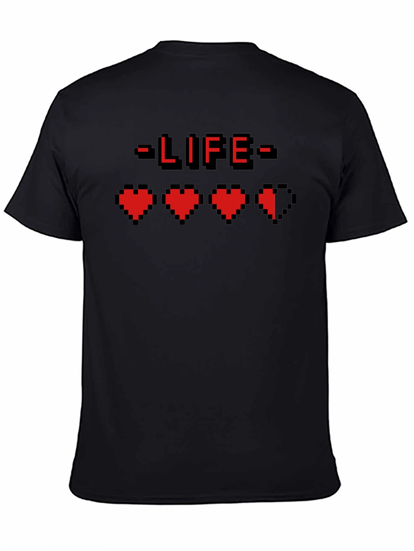 Gamer Life Pixel Heart Graphic Tee - Black