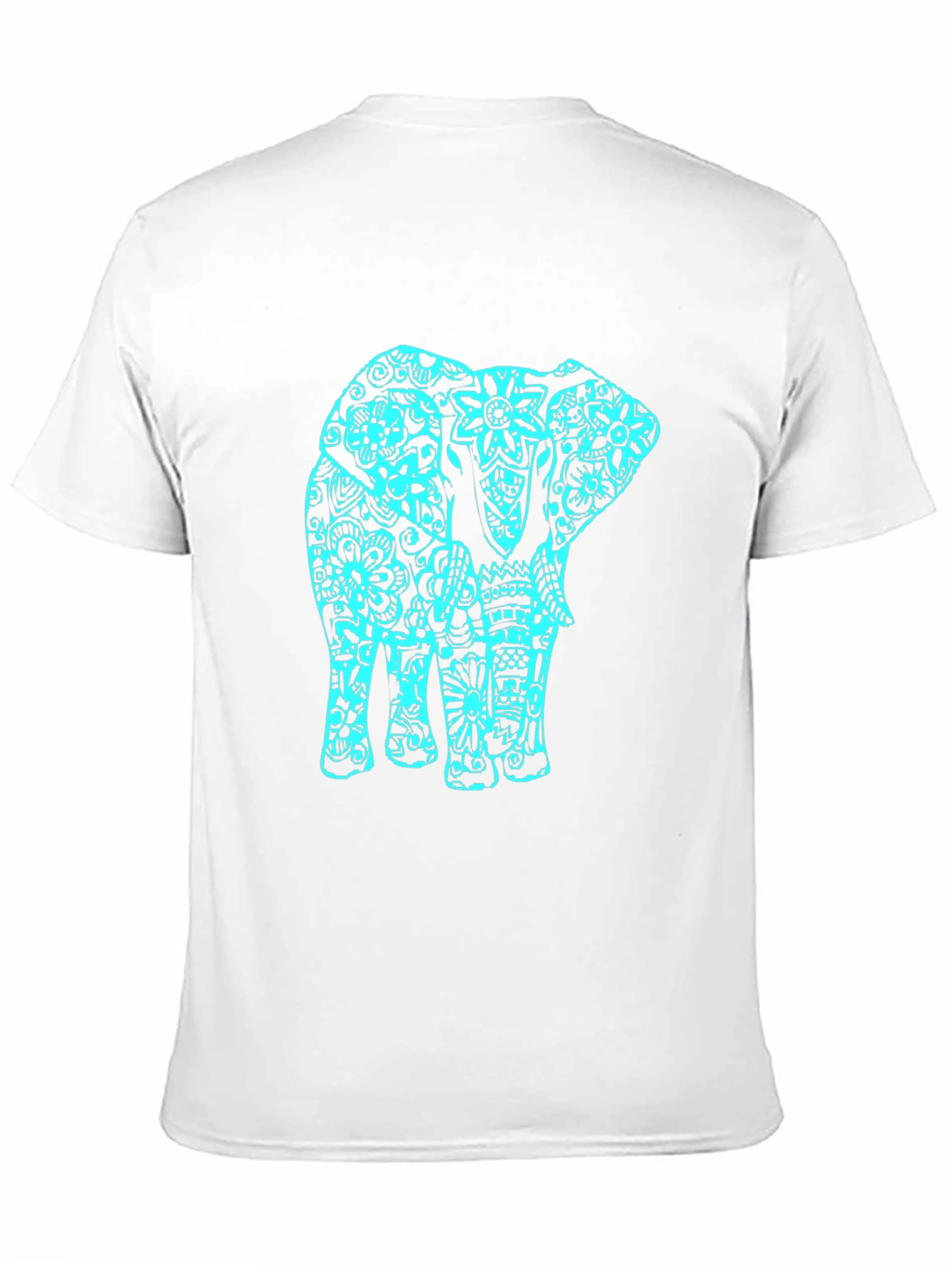 Black T-Shirt with Turquoise Elephant Design