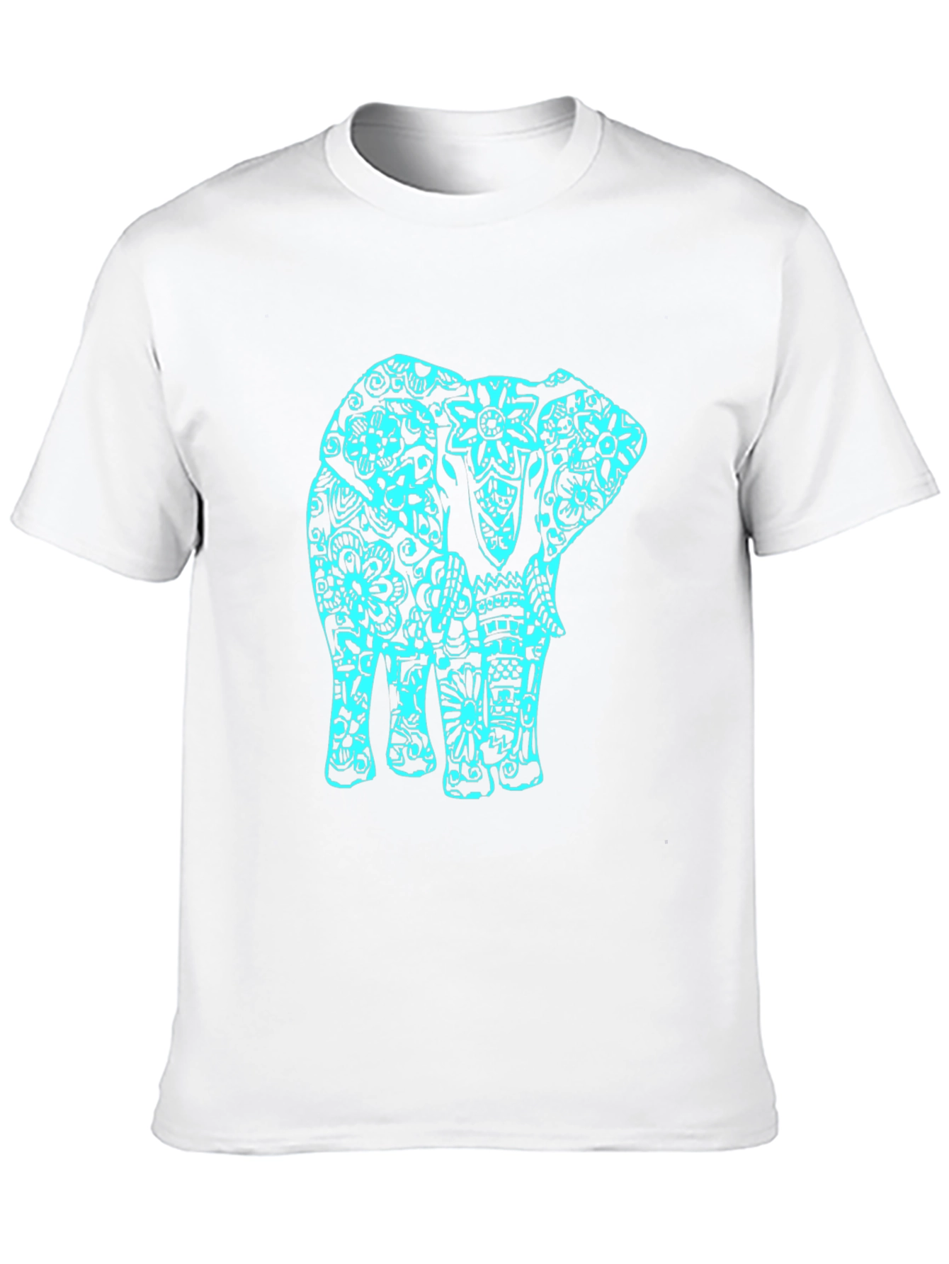 Black T-Shirt with Turquoise Elephant Design