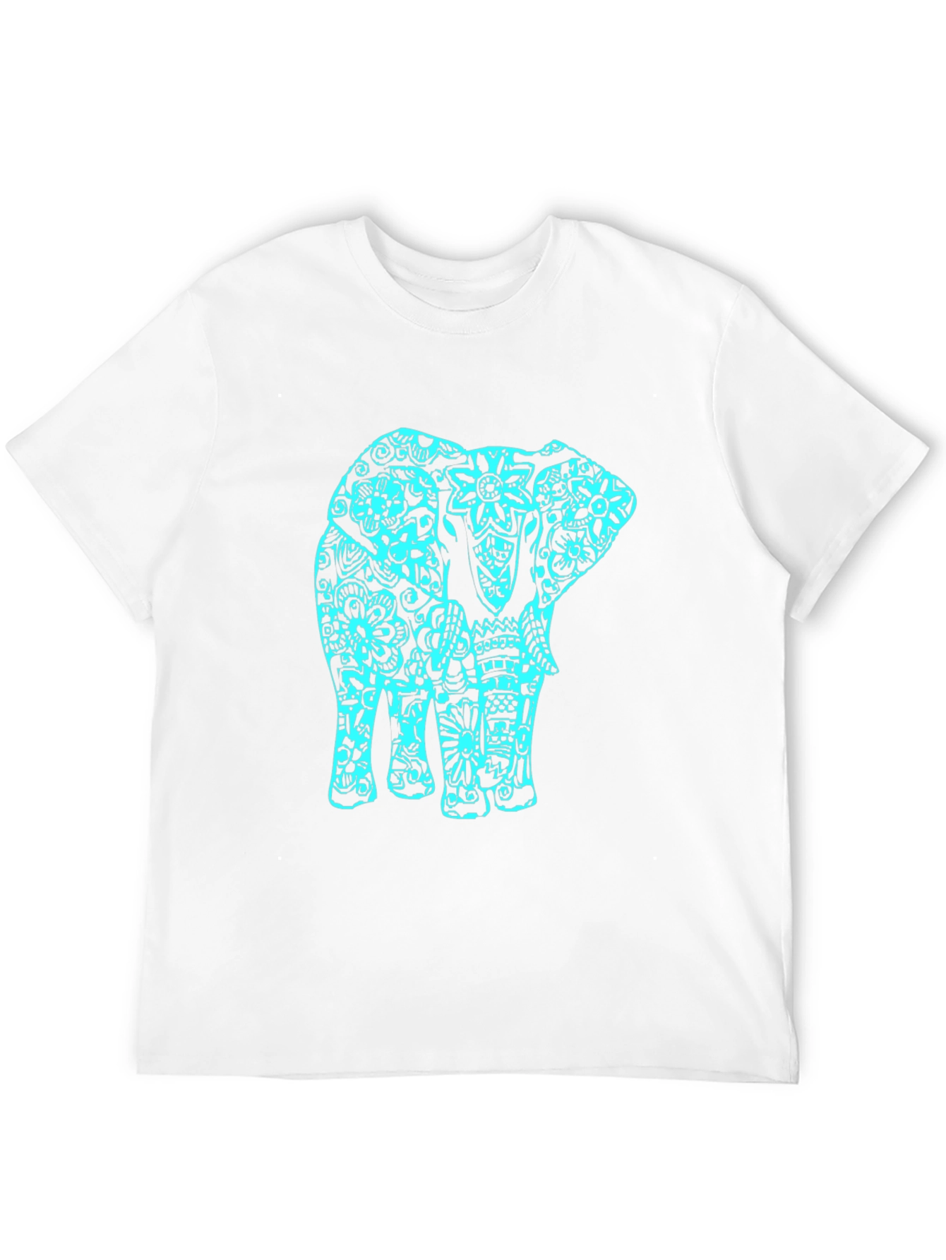 Black T-Shirt with Turquoise Elephant Design