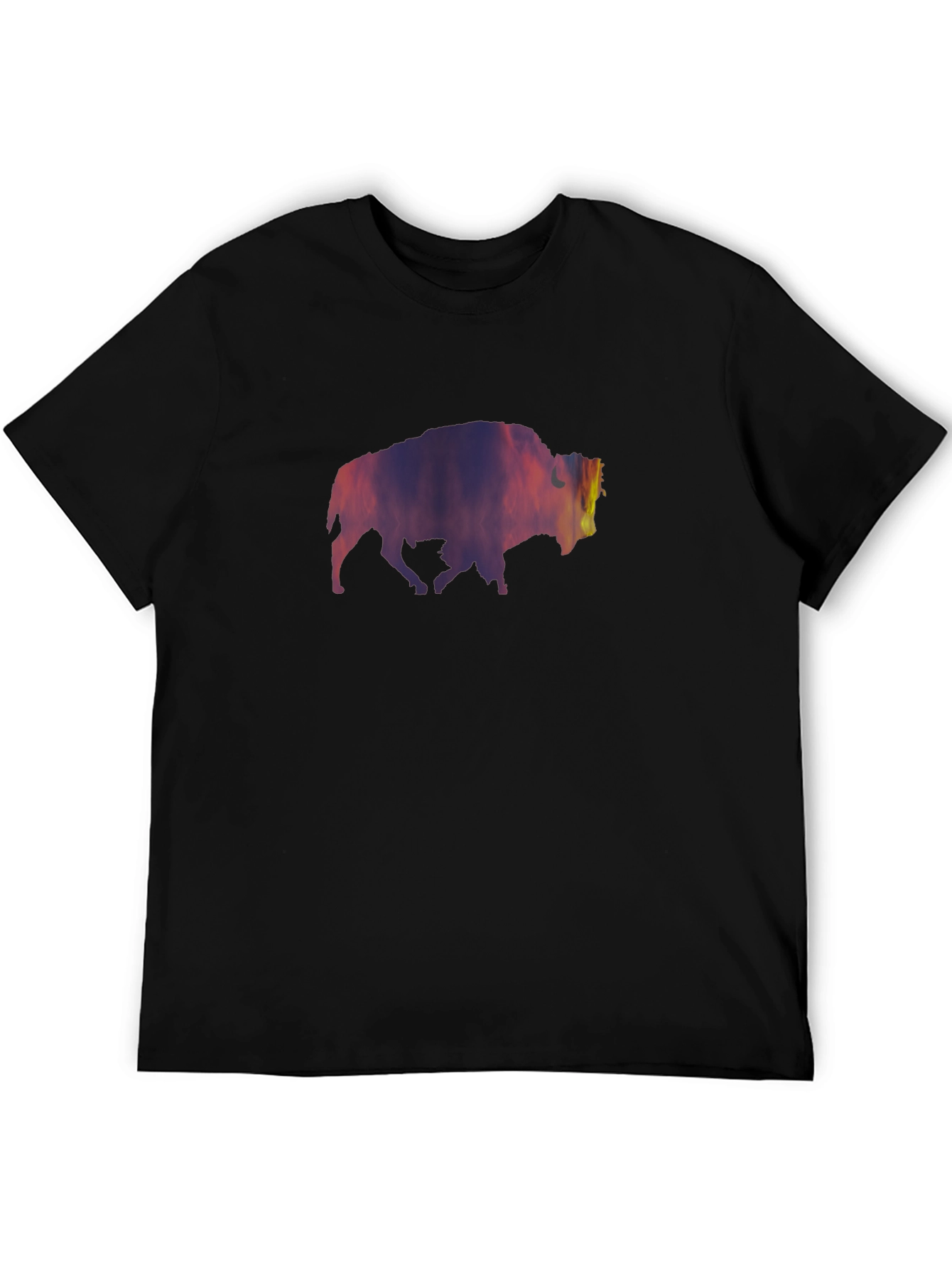 Stylish Black T-Shirt with Bison Silhouette
