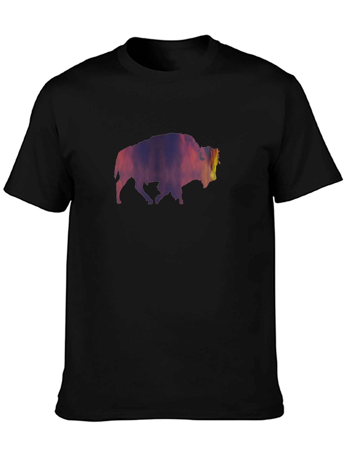 Stylish Black T-Shirt with Bison Silhouette