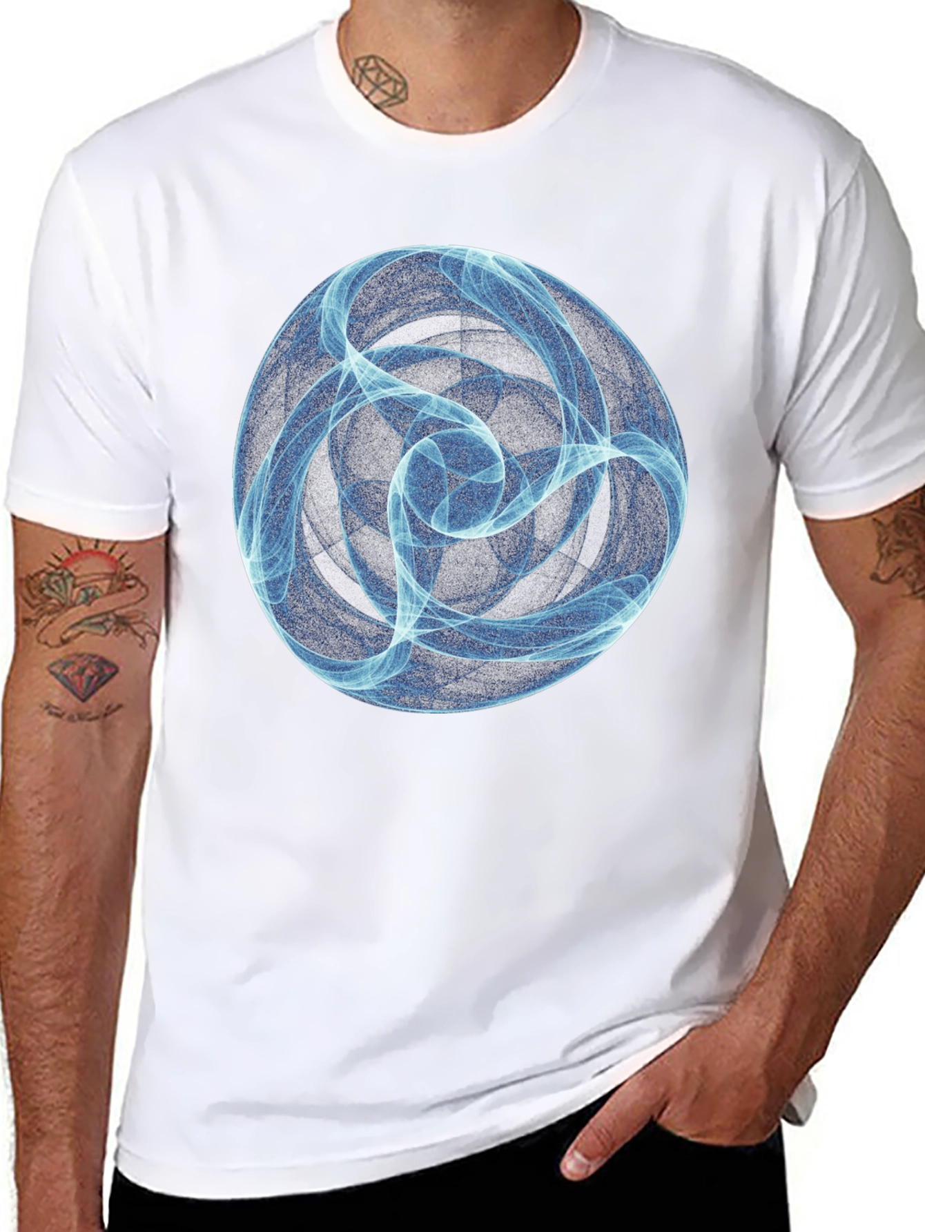 Abstract Blue Orb Black T-Shirt