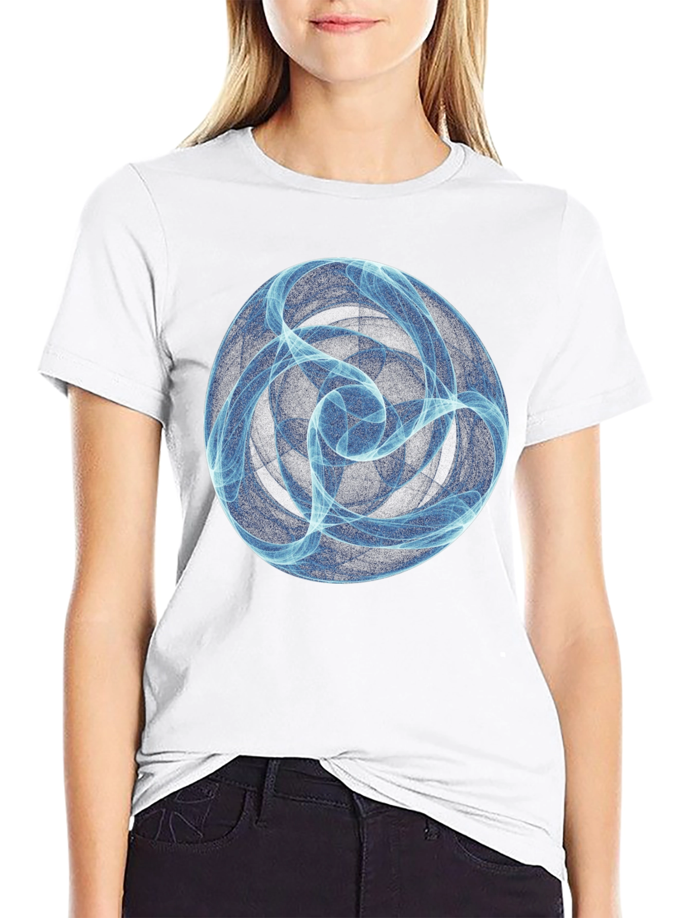 Abstract Blue Orb Black T-Shirt