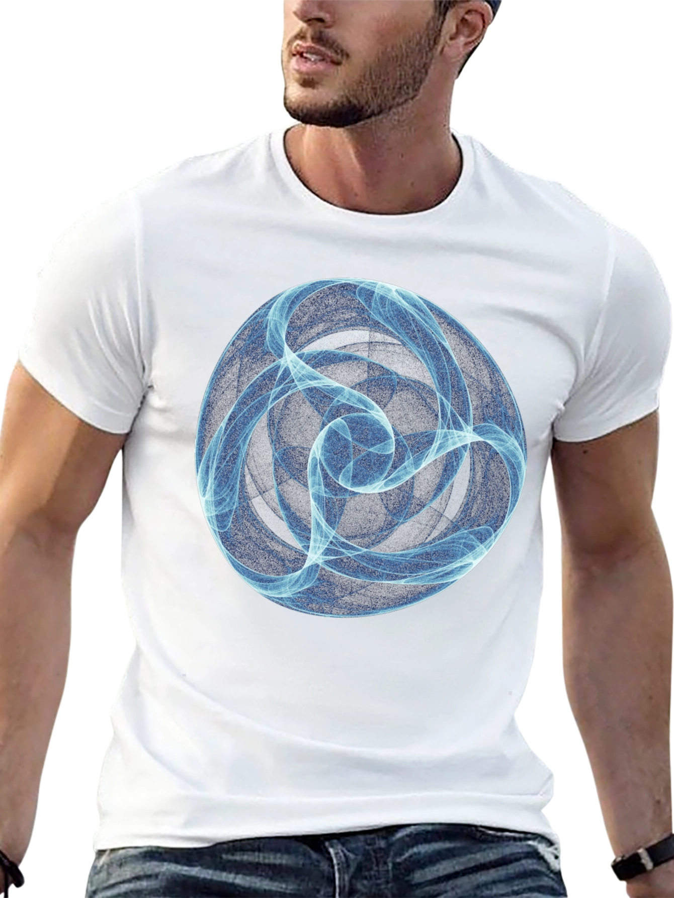 Abstract Blue Orb Black T-Shirt