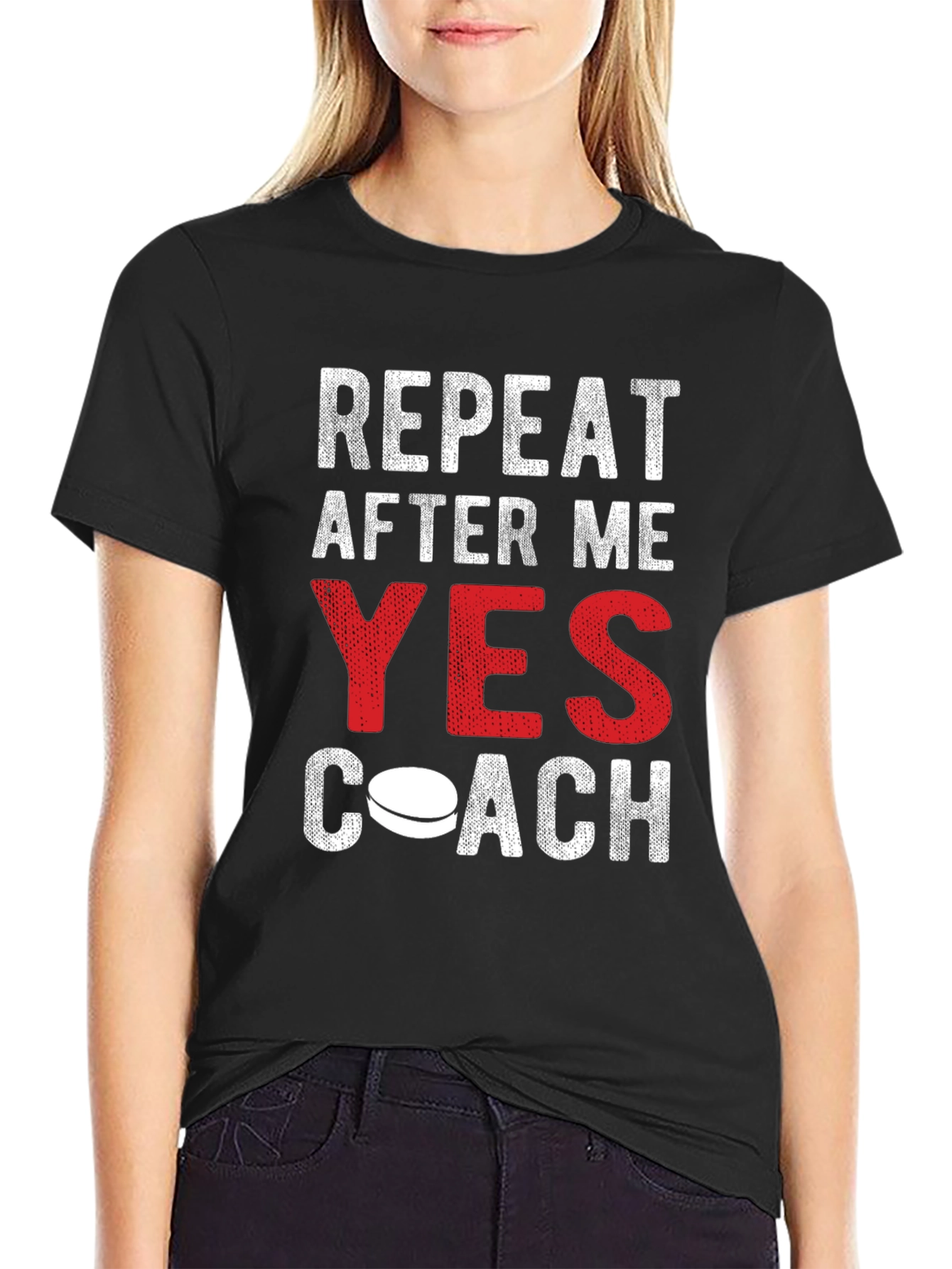 Repeat After Me Yes Coach Funny Hockey T-Shirt