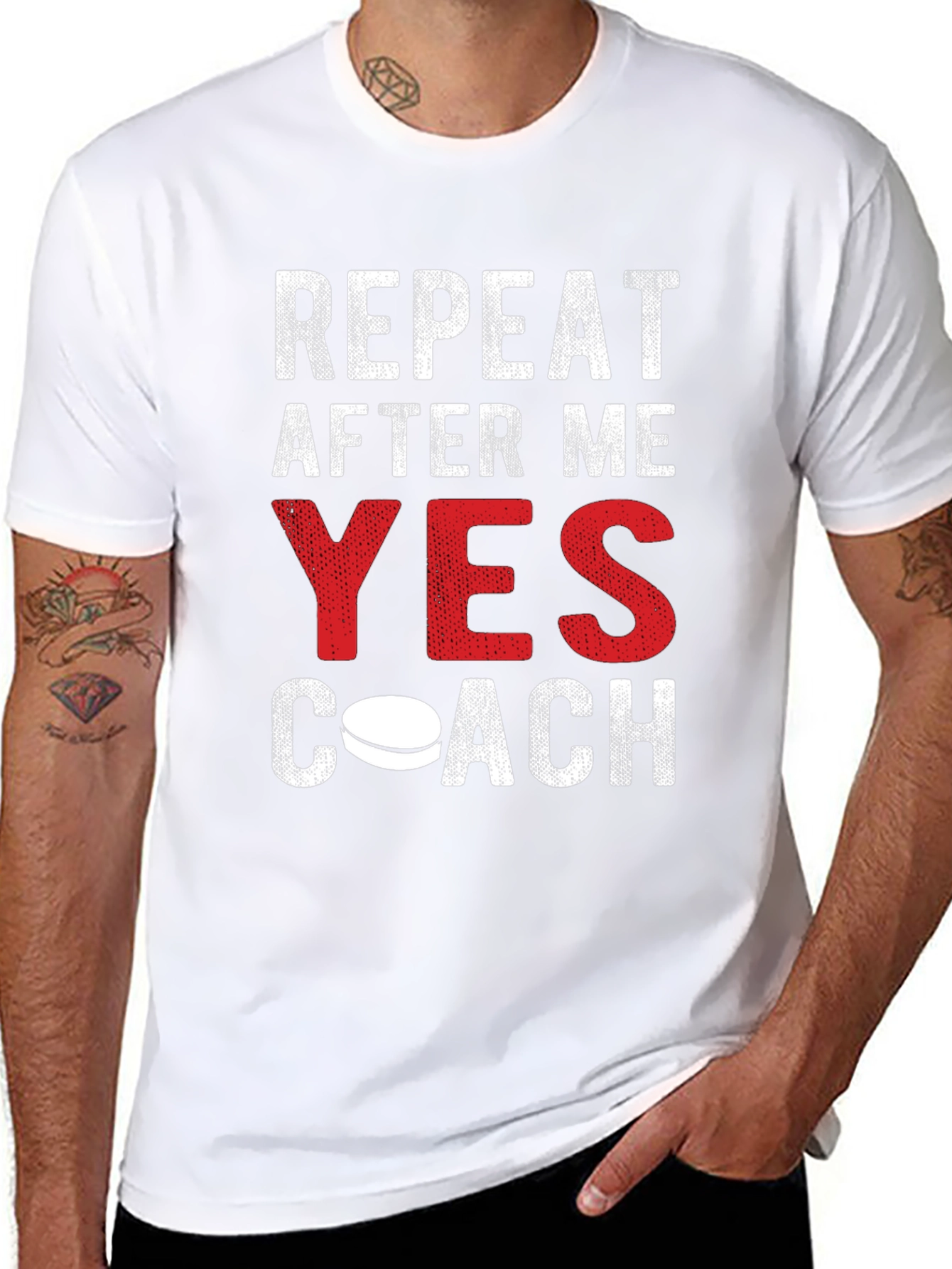 Repeat After Me Yes Coach Funny Hockey T-Shirt