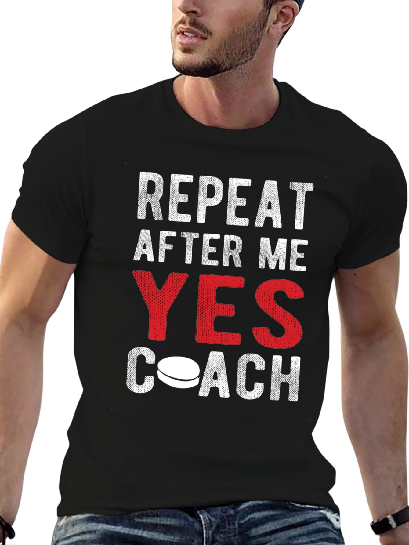 Repeat After Me Yes Coach Funny Hockey T-Shirt