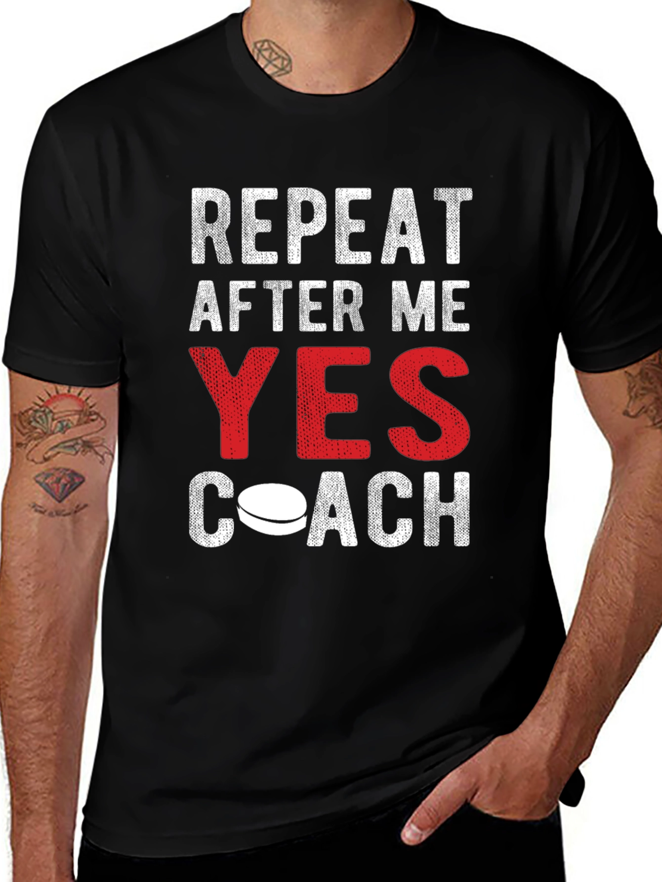Repeat After Me Yes Coach Funny Hockey T-Shirt