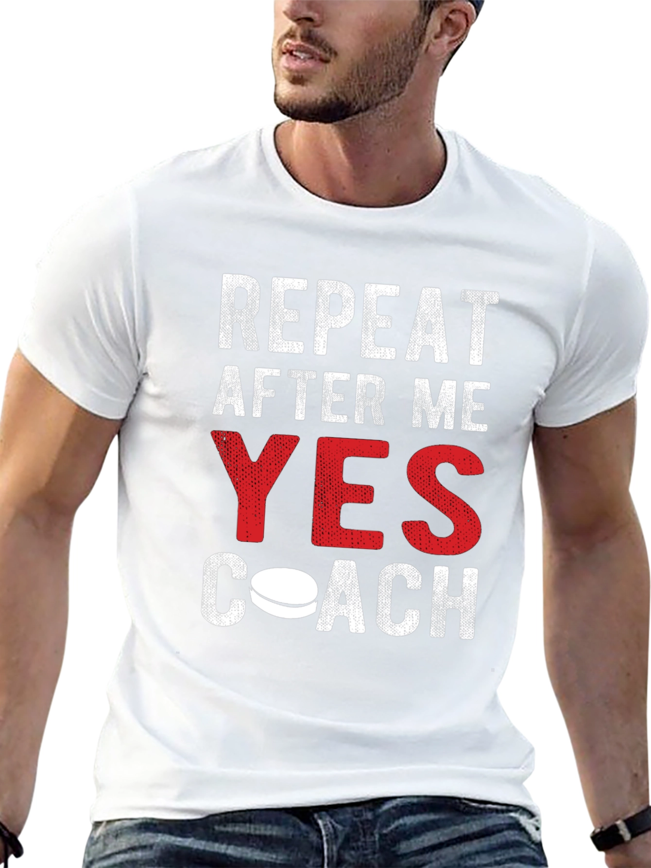 Repeat After Me Yes Coach Funny Hockey T-Shirt