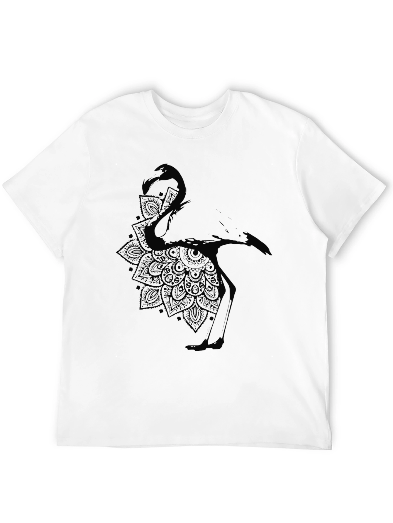 Mens Black Flamingo Mandala Graphic T-Shirt