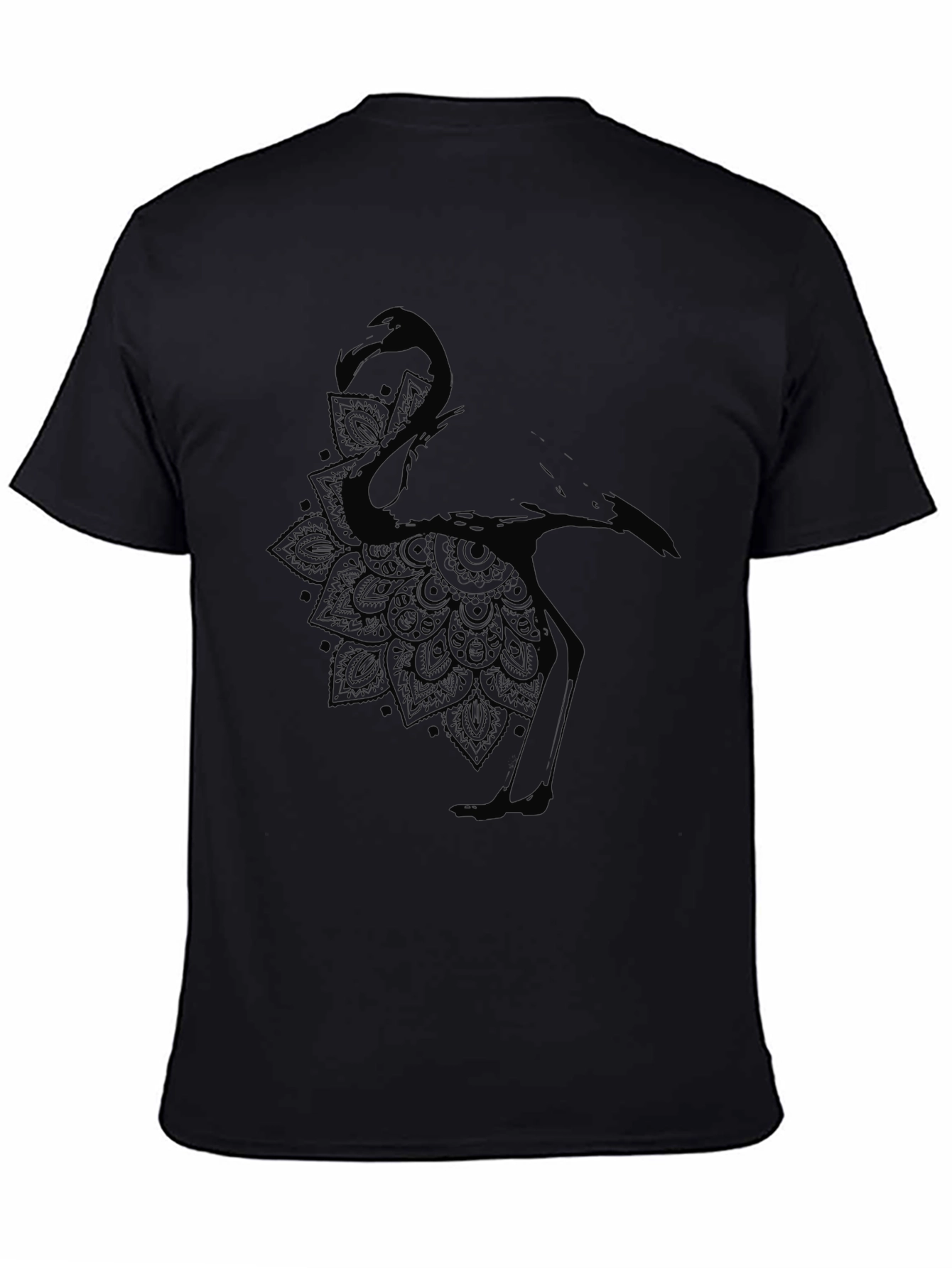 Mens Black Flamingo Mandala Graphic T-Shirt