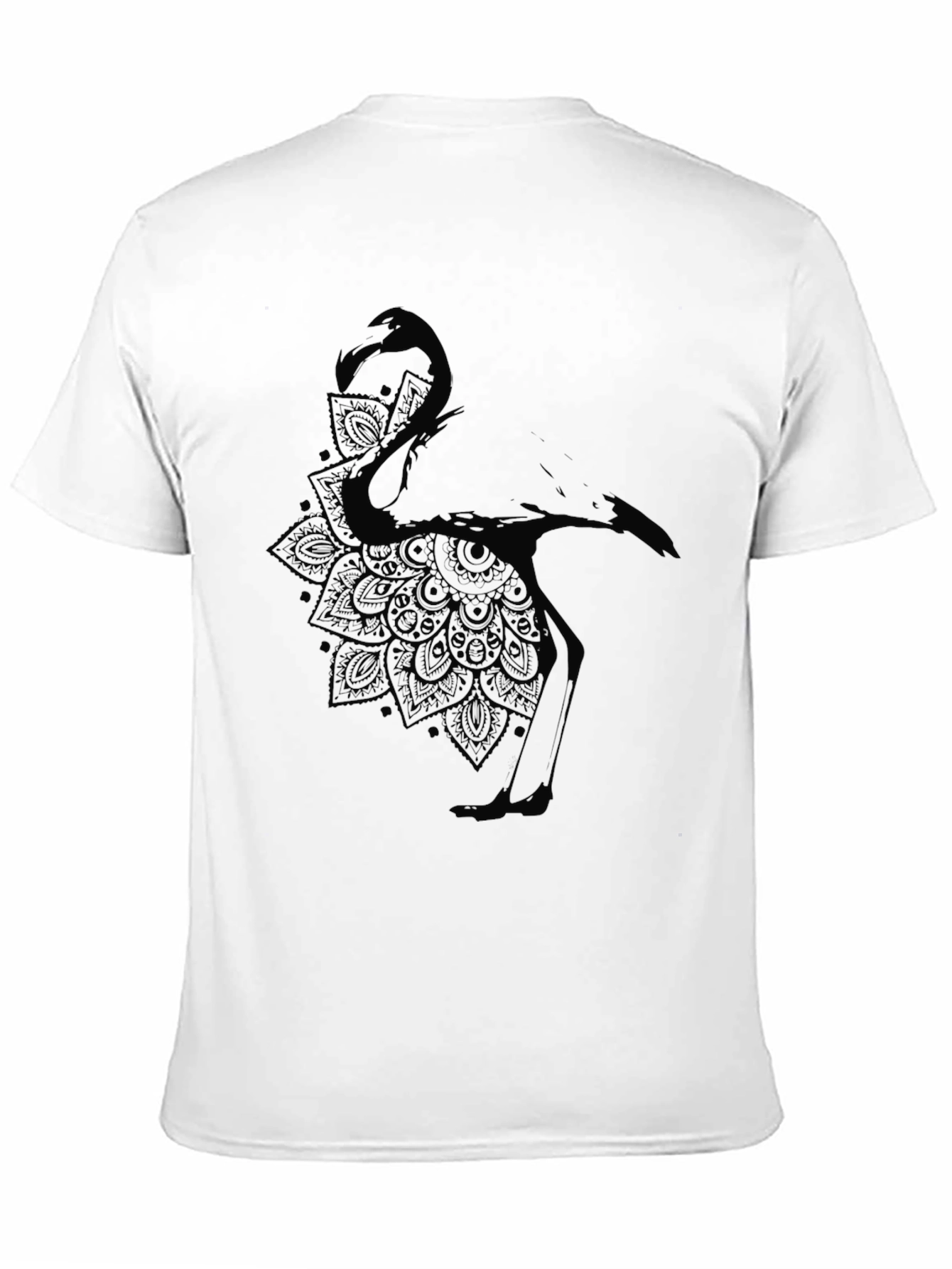 Mens Black Flamingo Mandala Graphic T-Shirt
