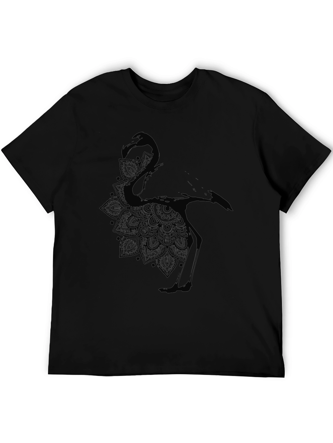 Mens Black Flamingo Mandala Graphic T-Shirt