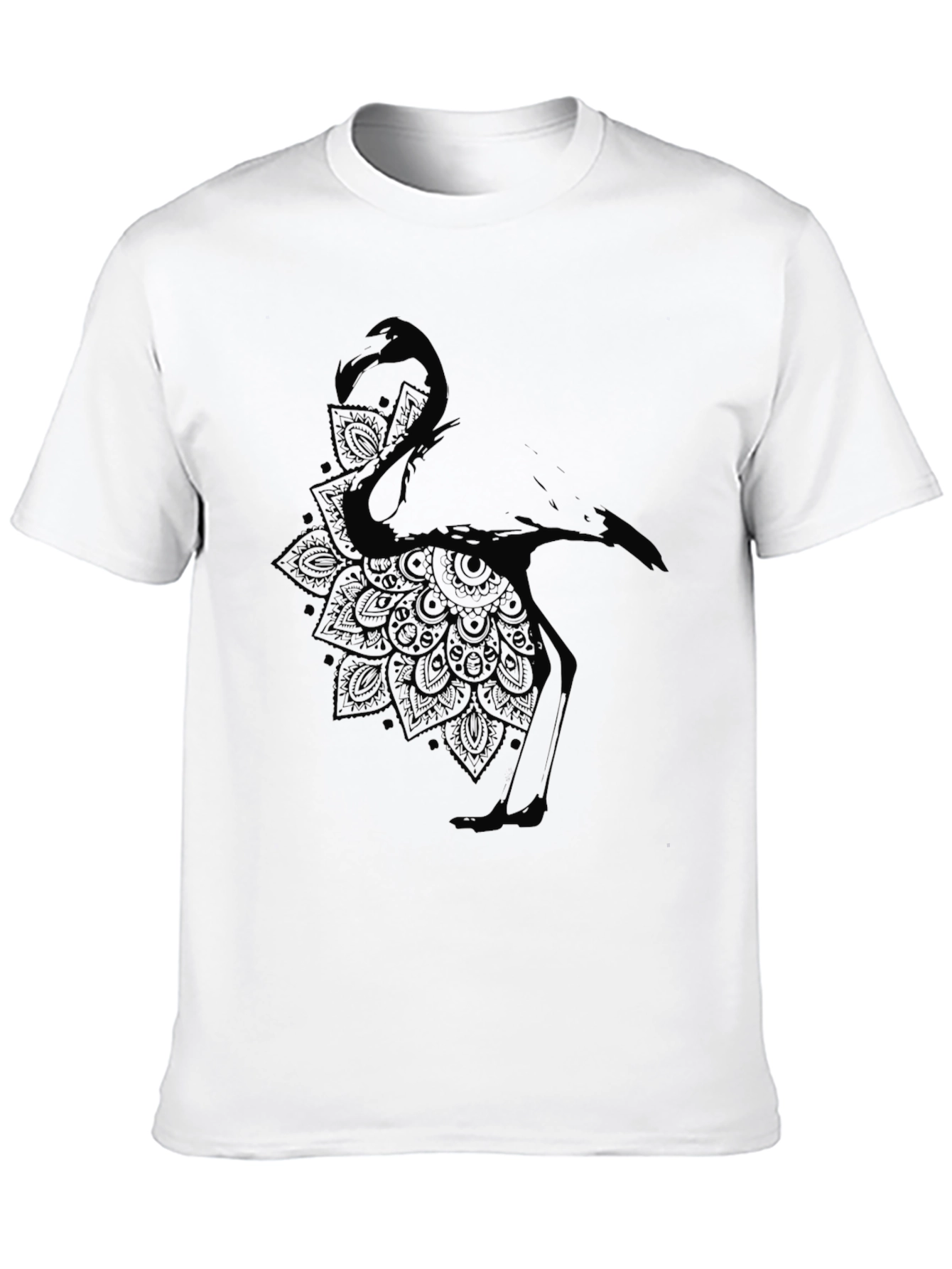 Mens Black Flamingo Mandala Graphic T-Shirt