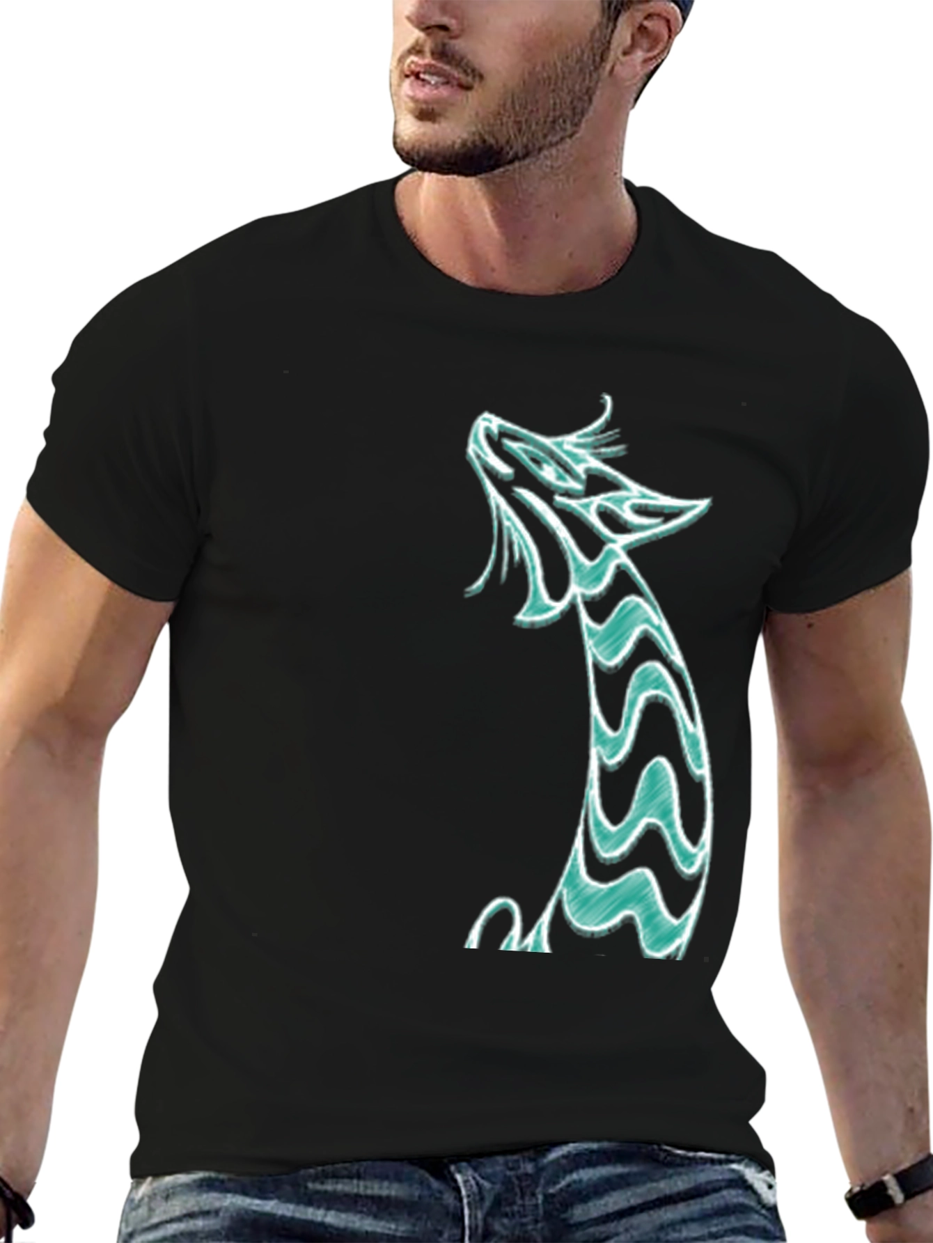 Dragon Graphic Tee - Black Cotton Shirt