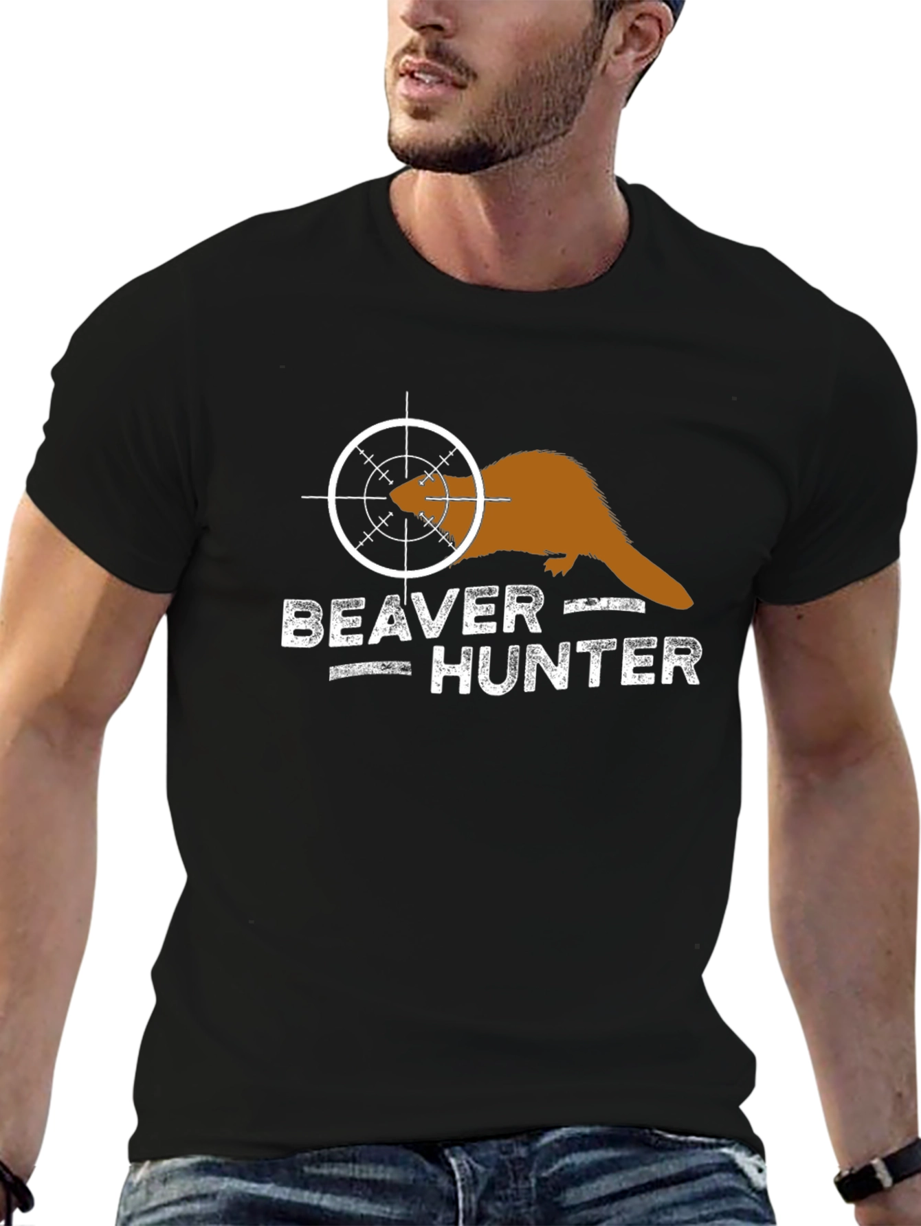 Beaver Hunter Graphic T-Shirt - Novelty Tee