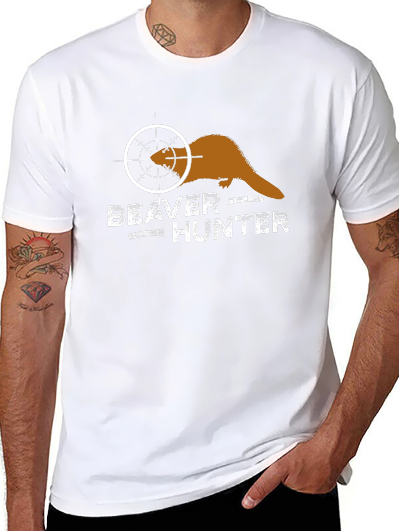 Beaver Hunter Graphic T-Shirt - Novelty Tee