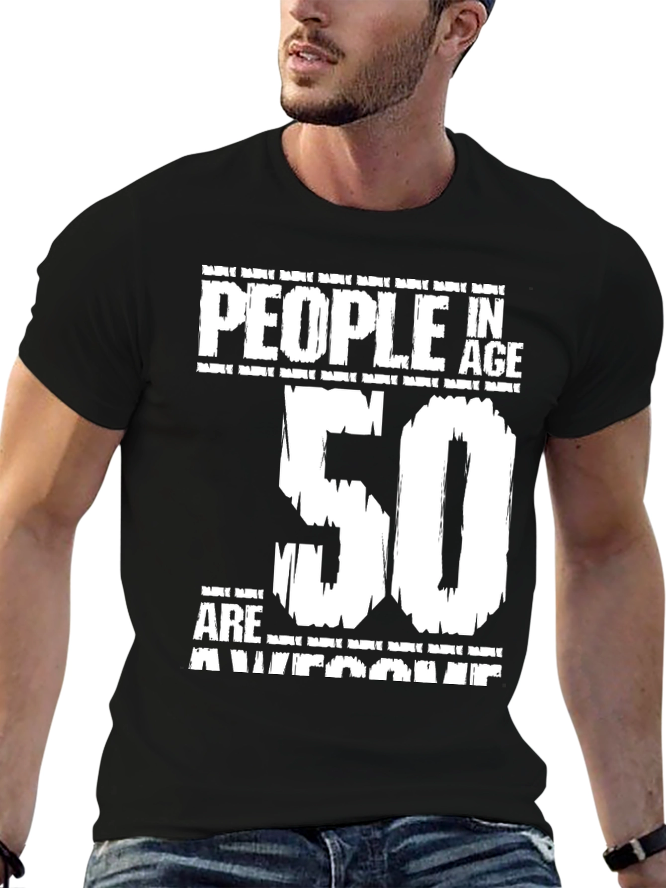 50th Birthday Awesome People Black T-Shirt